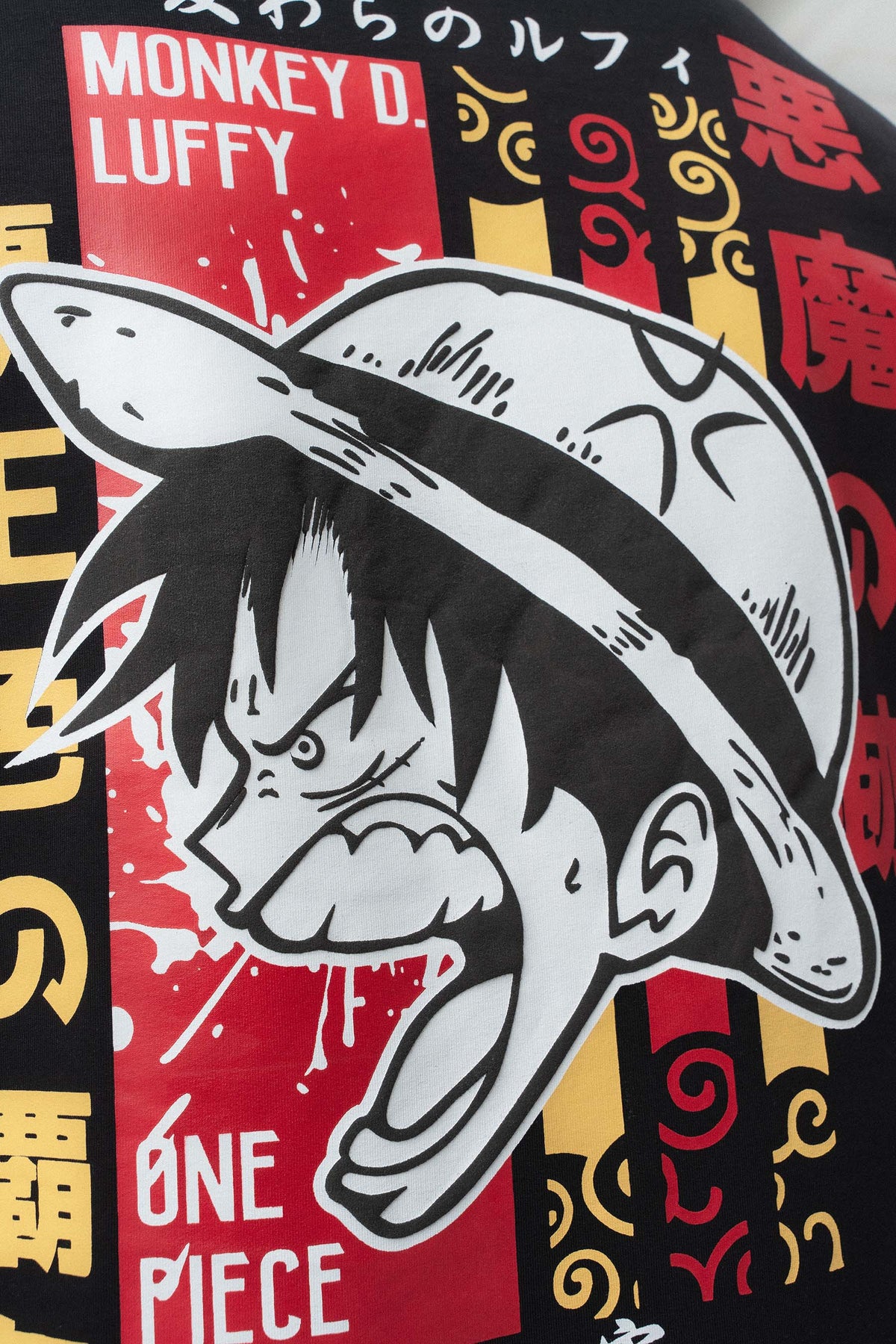 Monkey D Luffy Nakışlı Siyah Oversize Baskılı T-Shirt