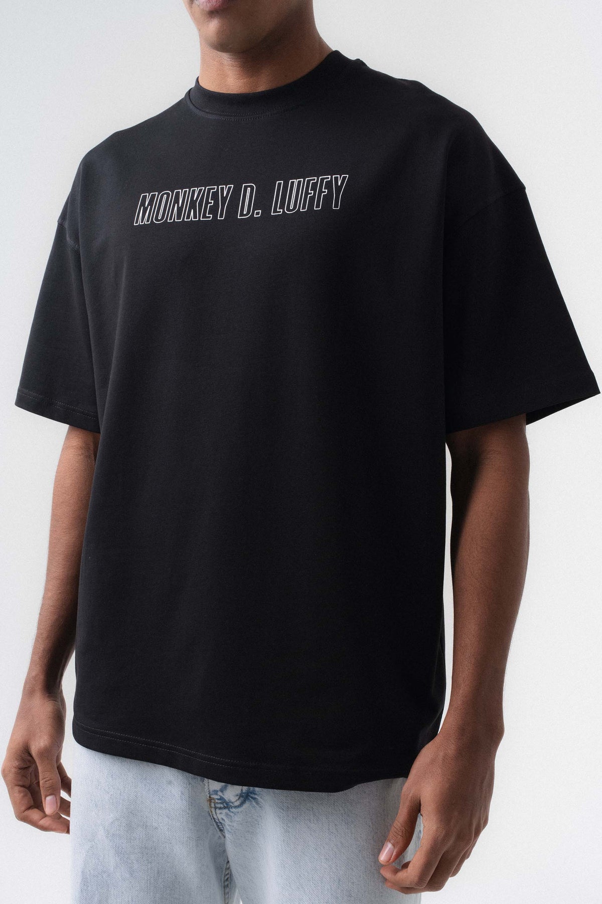 Monkey D-Luffy Baskılı Siyah Oversize Baskılı T-Shirt