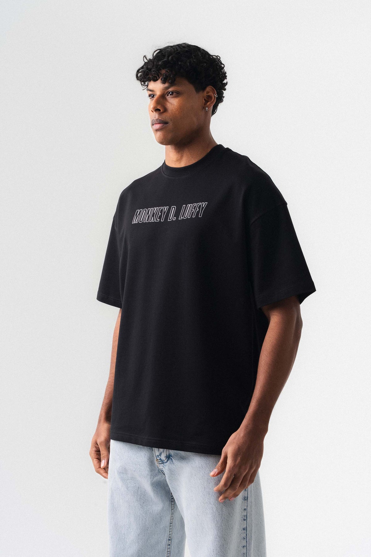 Monkey D-Luffy Baskılı Siyah Oversize Baskılı T-Shirt