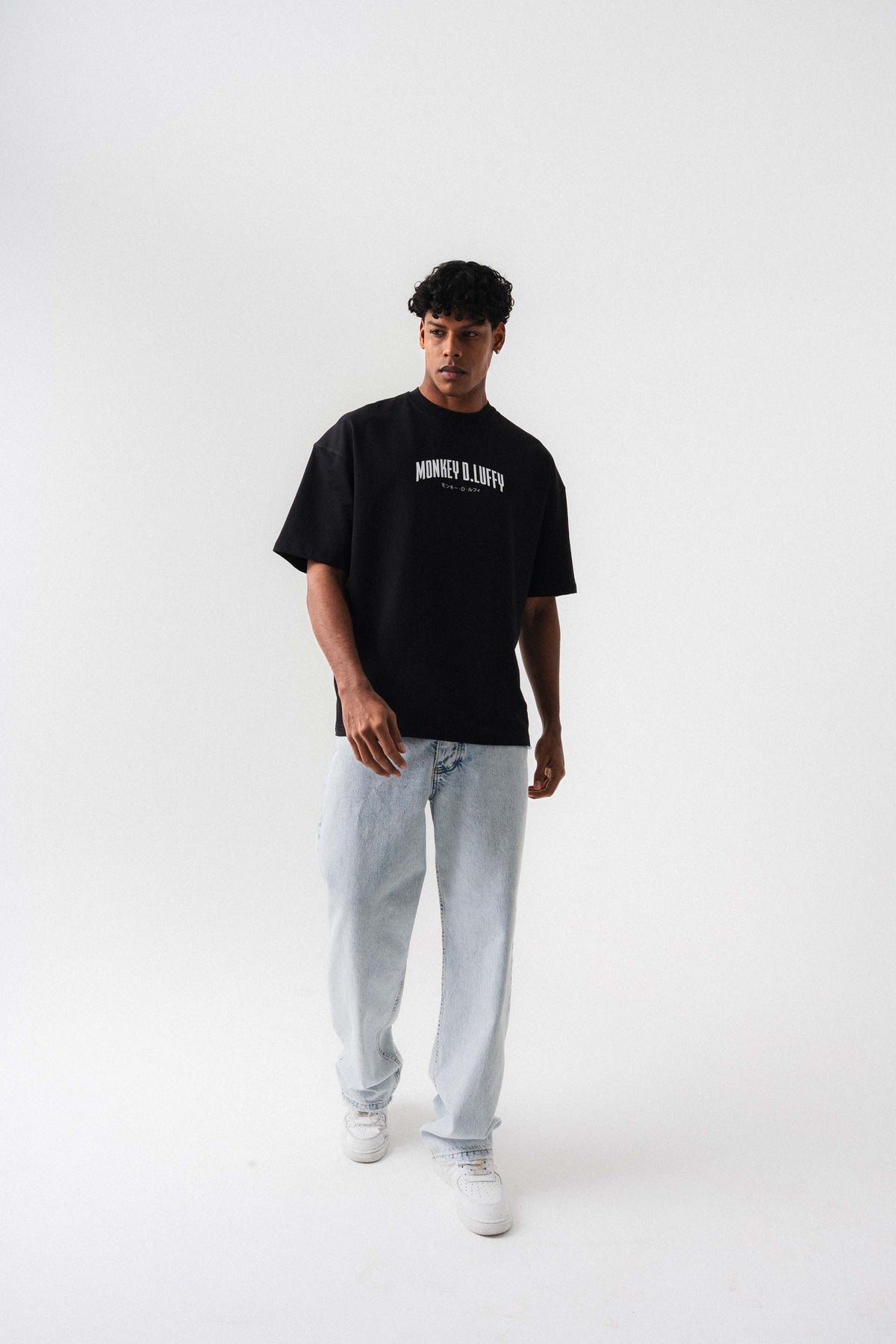 Monkey D-Luffy Baskılı Siyah Oversize Baskılı T-Shirt