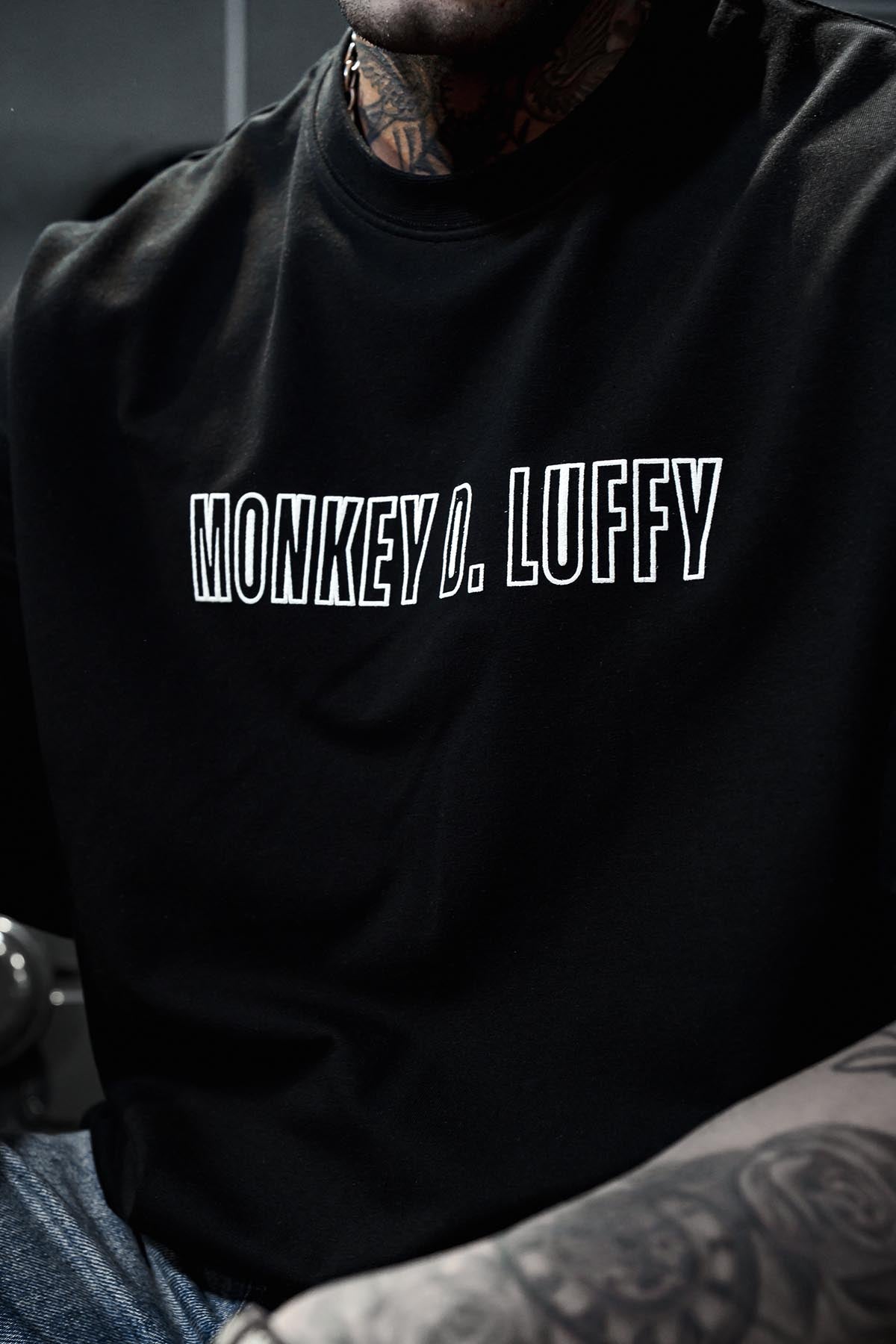 Monkey DLuffy Printed Oversize Black T-shirt