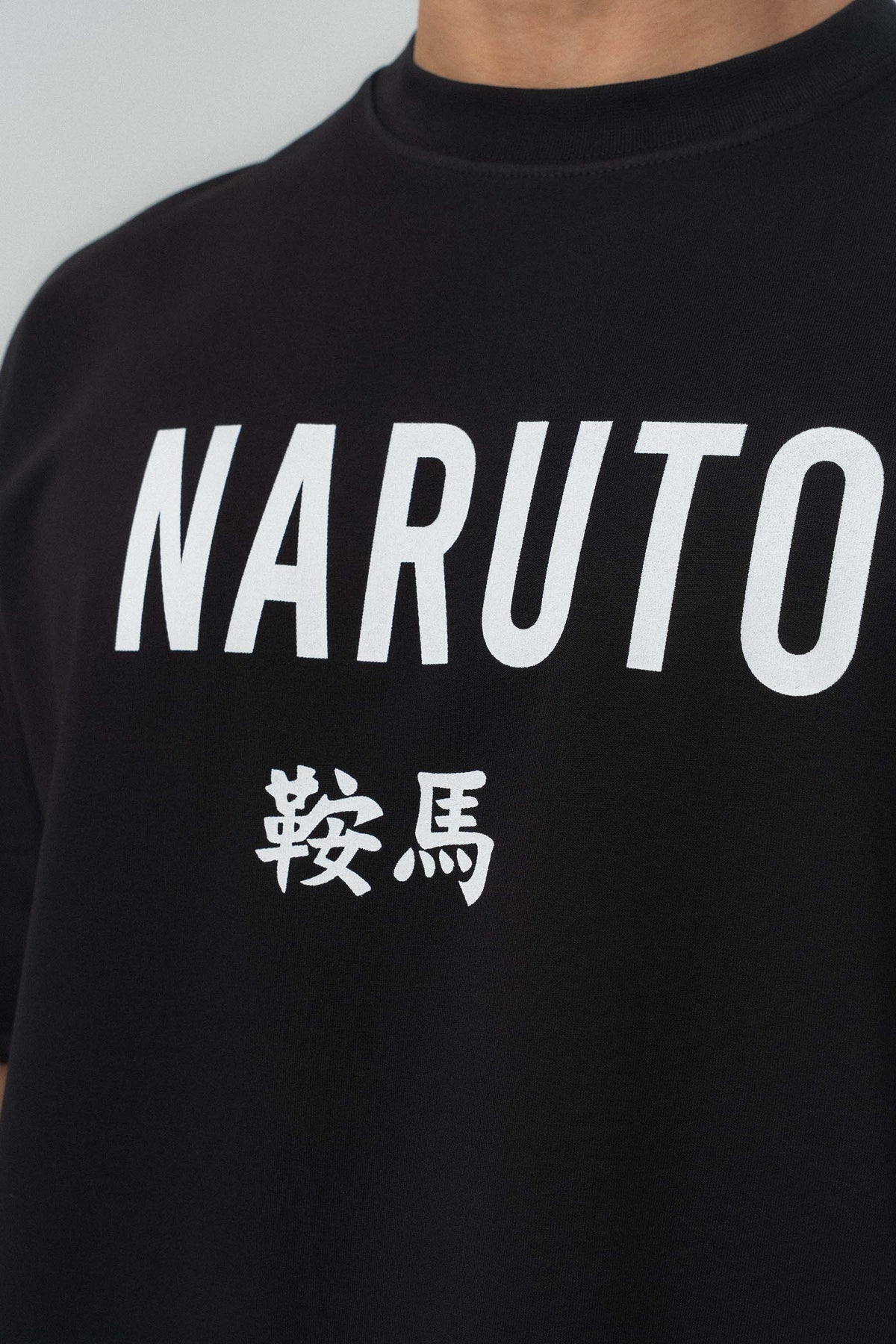 Naruto Baskılı Siyah Oversize Baskılı T-Shirt