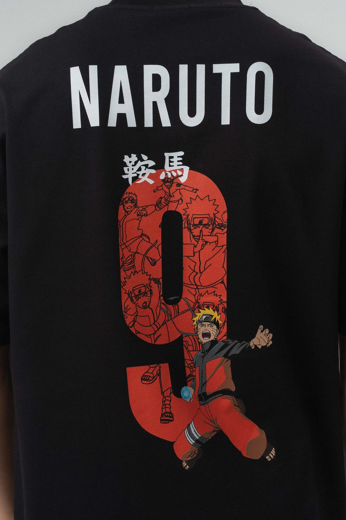 Naruto Baskılı Siyah Oversize Baskılı T-Shirt