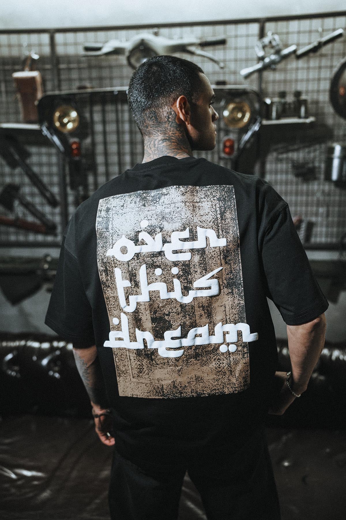 Oven This Dream Baskılı Oversize Siyah T-Shirt
