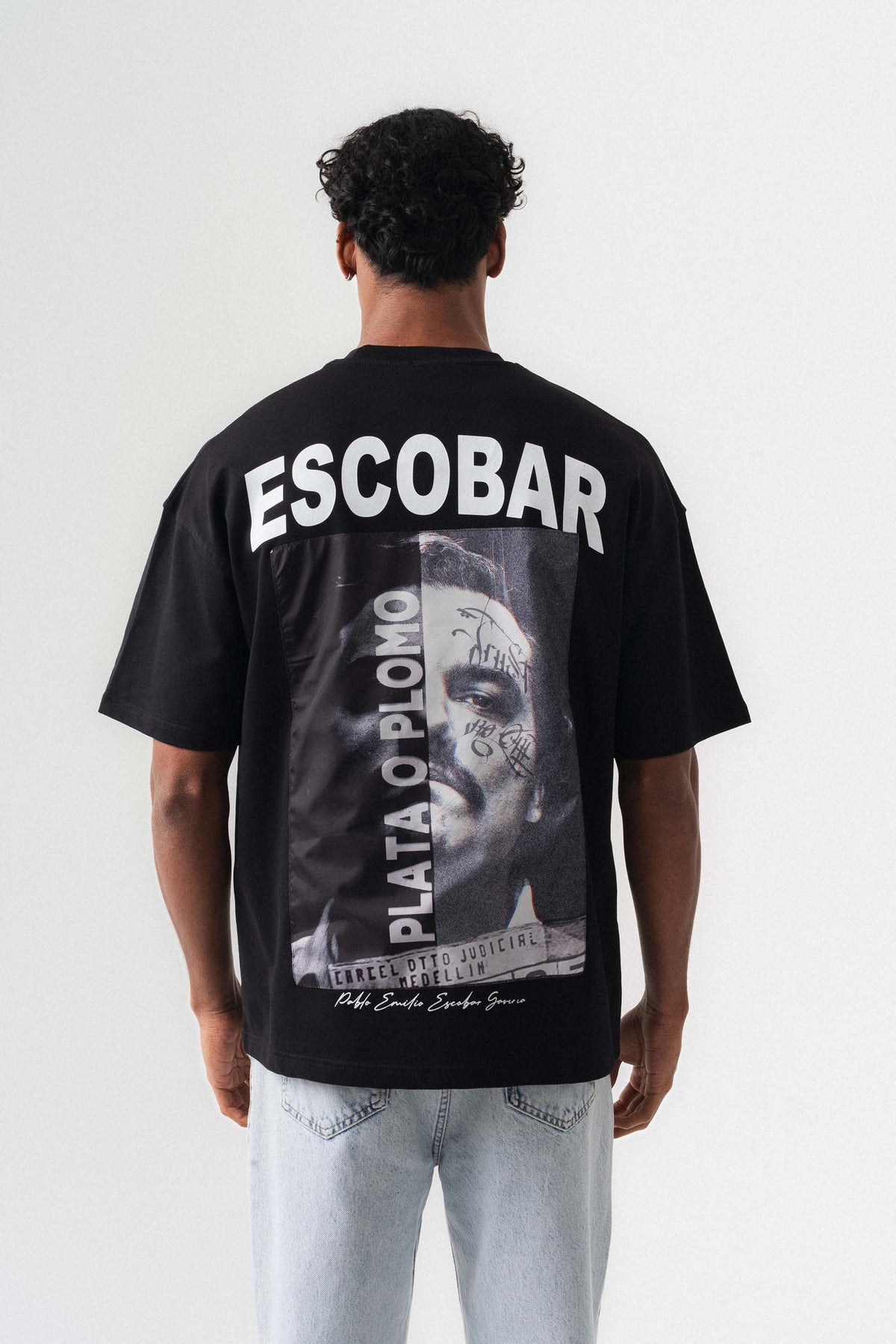 Pablo Emilio Escobar Siyah Oversize Baskılı T-Shirt