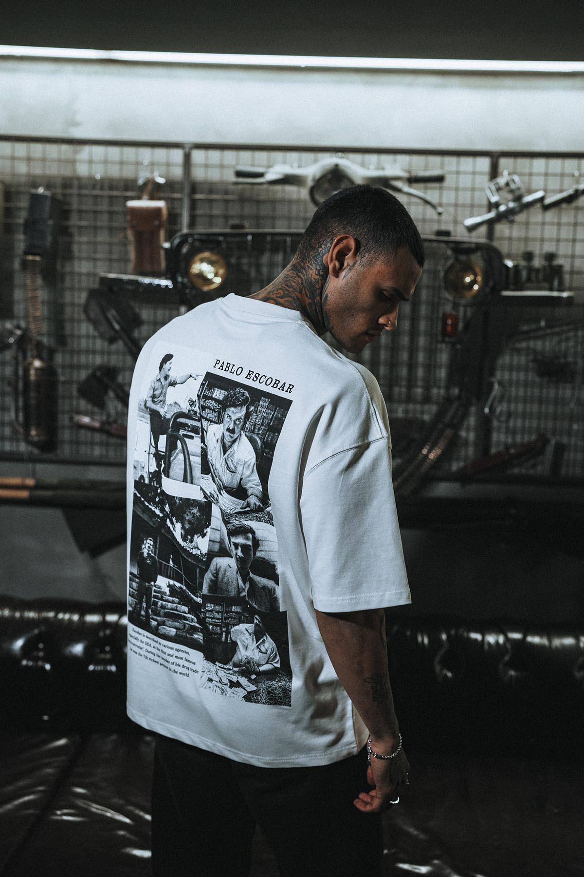 Pablo Escobar Oversize White T-Shirt with Back Picture