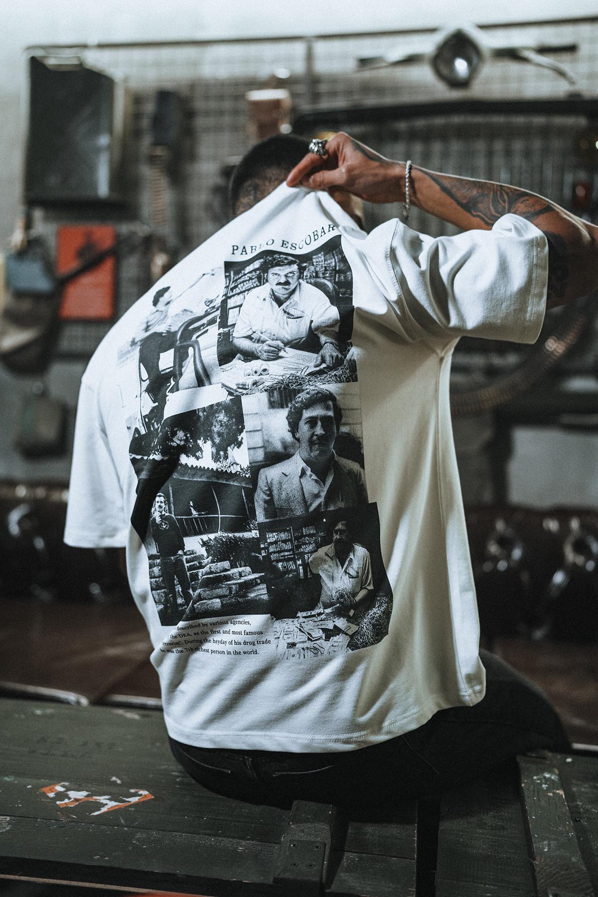 Pablo Escobar Oversize White T-Shirt with Back Picture
