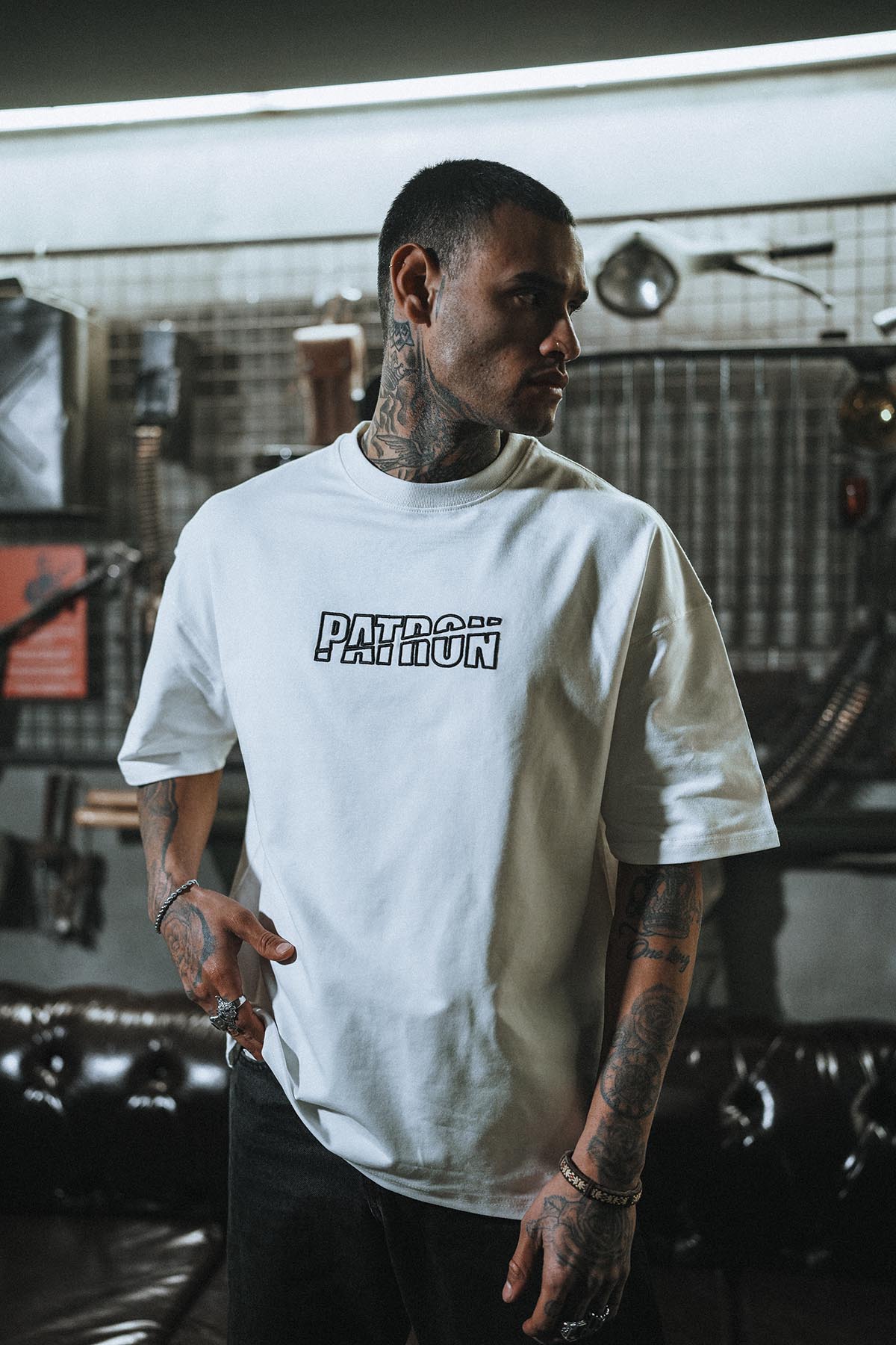 Boss Eva Embroidered Oversize White T-Shirt
