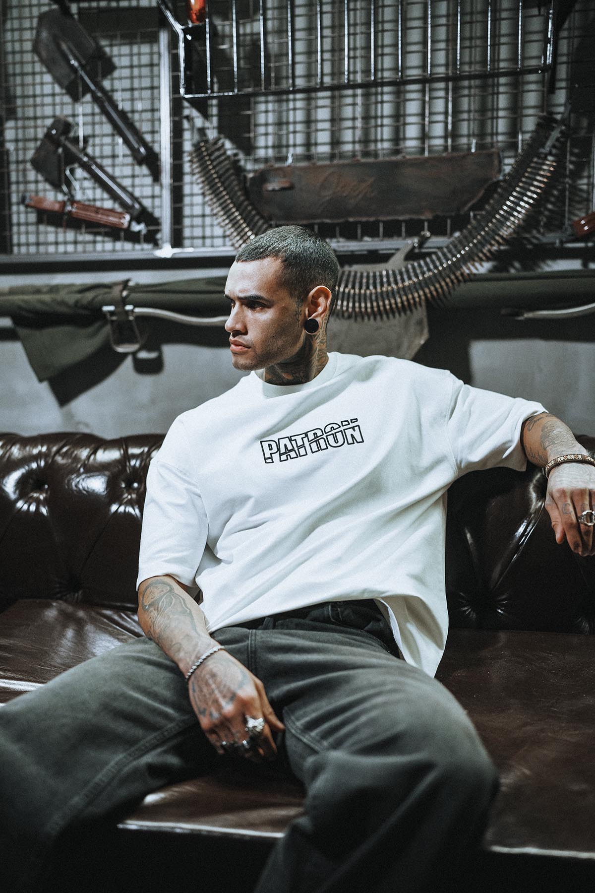 Boss Eva Embroidered Oversize White T-Shirt