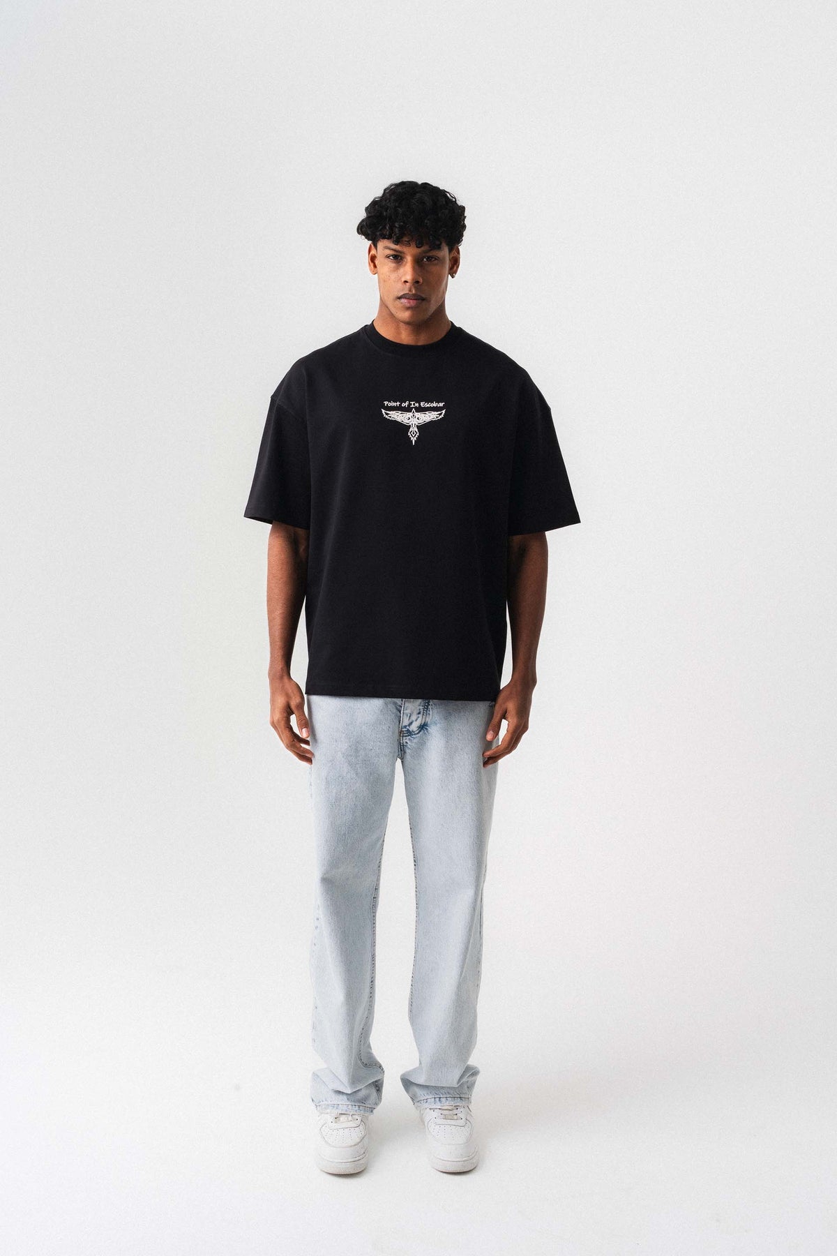 Point Of In Escobar Siyah Oversize Baskılı T-Shirt
