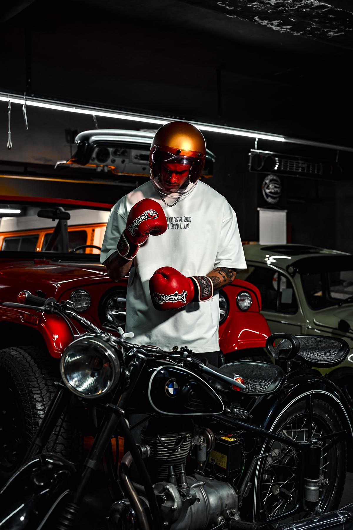 Rocky Balboa Collection Patched Oversize White T-Shirt