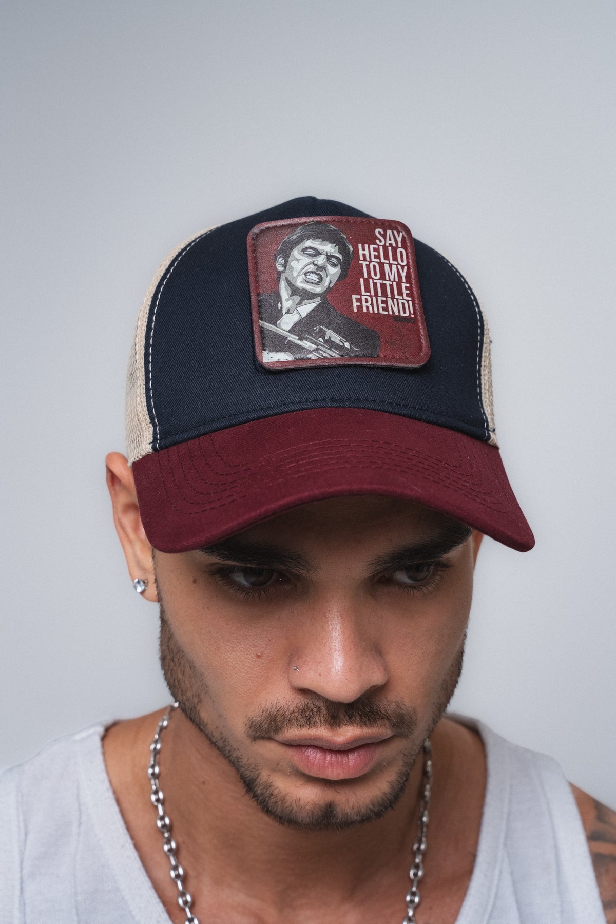 Scarface Lacivert-Bordo Fileli Şapka ürün görseli 1