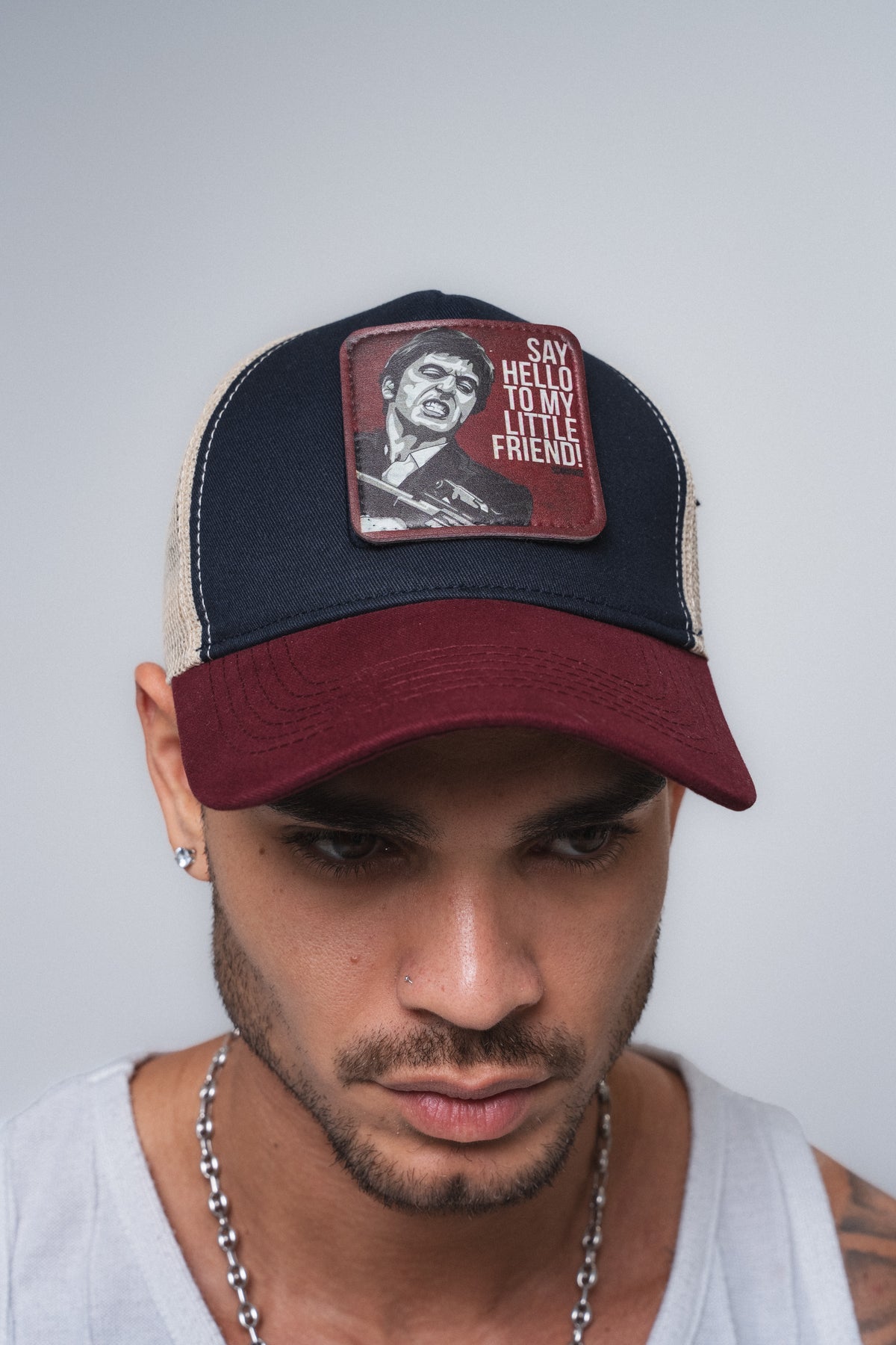 Scarface Lacivert-Bordo Fileli Şapka ürün görseli 2