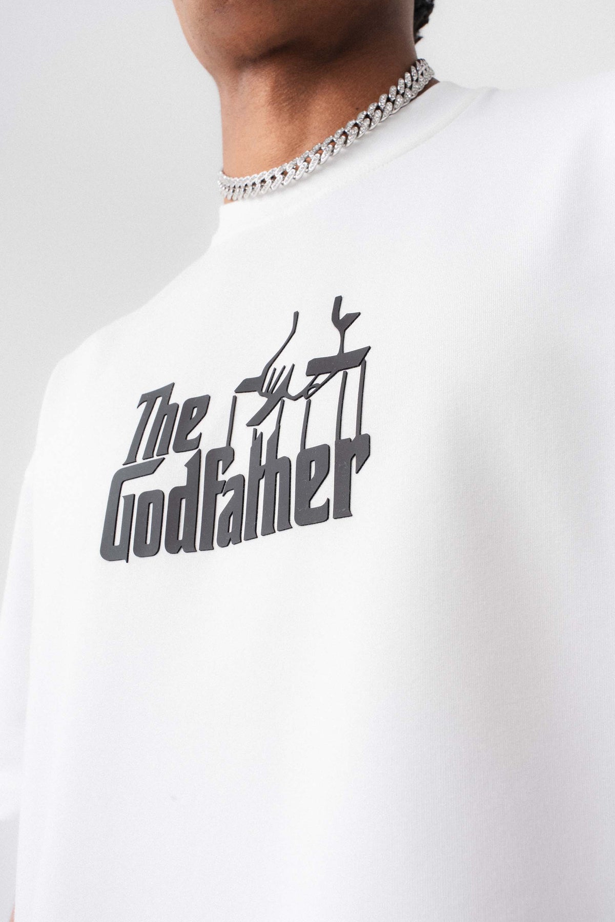 The Godfather Beyaz Oversize Baskılı T-Shirt