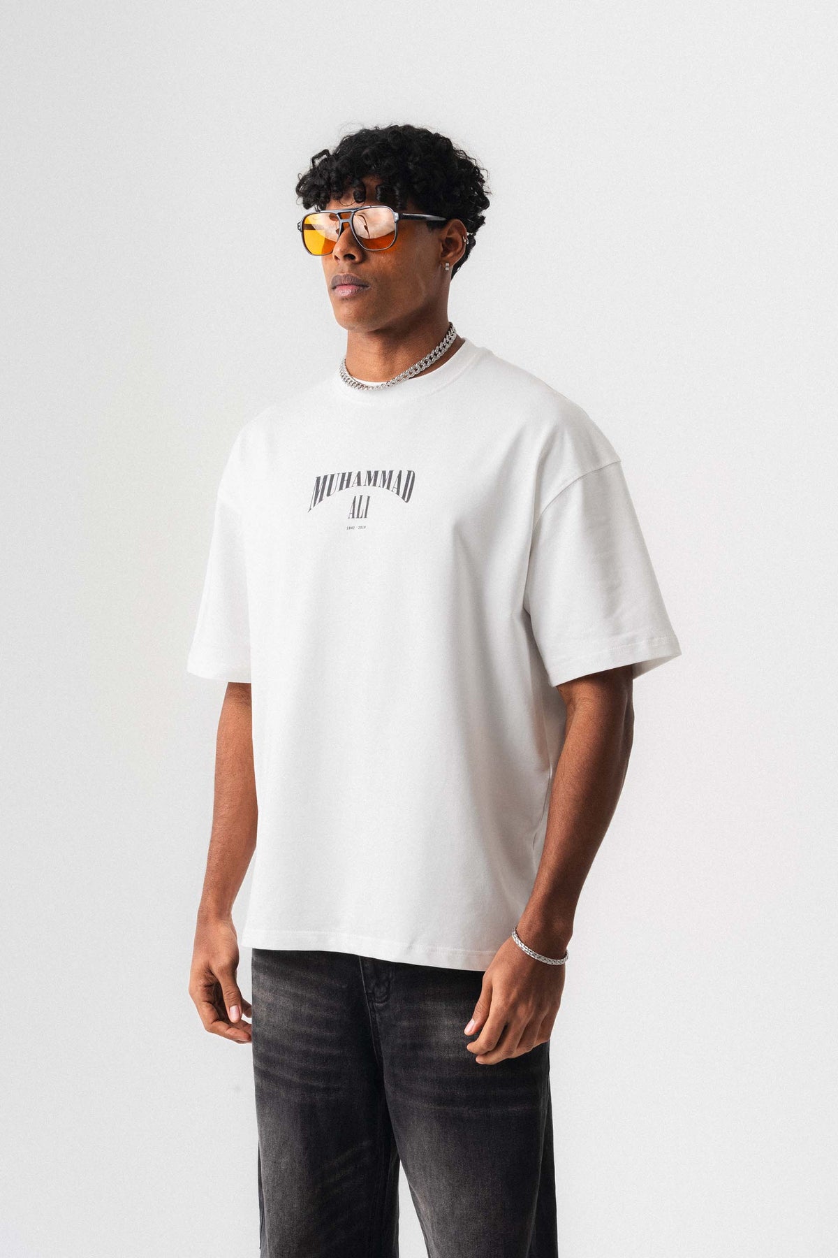 The Greatest Muhammed Ali Beyaz Oversize Baskılı T-Shirt