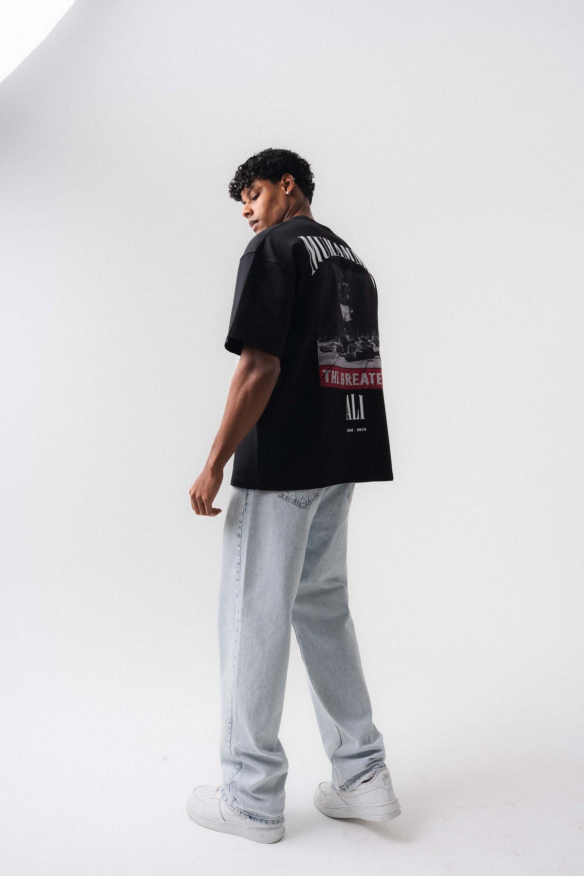 The Greatest Muhammed Ali Siyah Oversize Baskılı T-Shirt