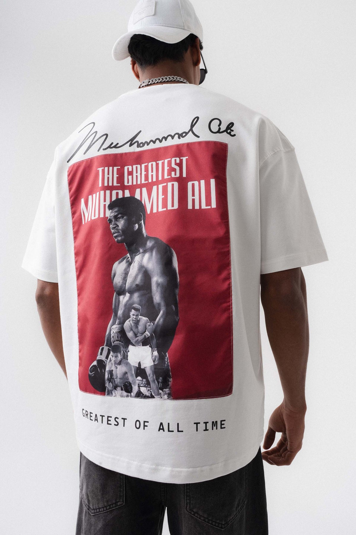 The Greatest Muhammed Ali Beyaz Oversize Baskılı T-Shirt