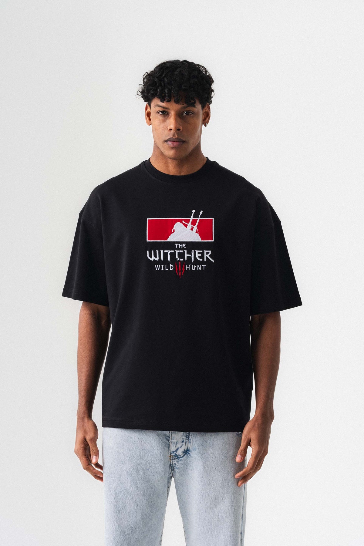 The Witcher Siyah Oversize Baskılı T-Shirt