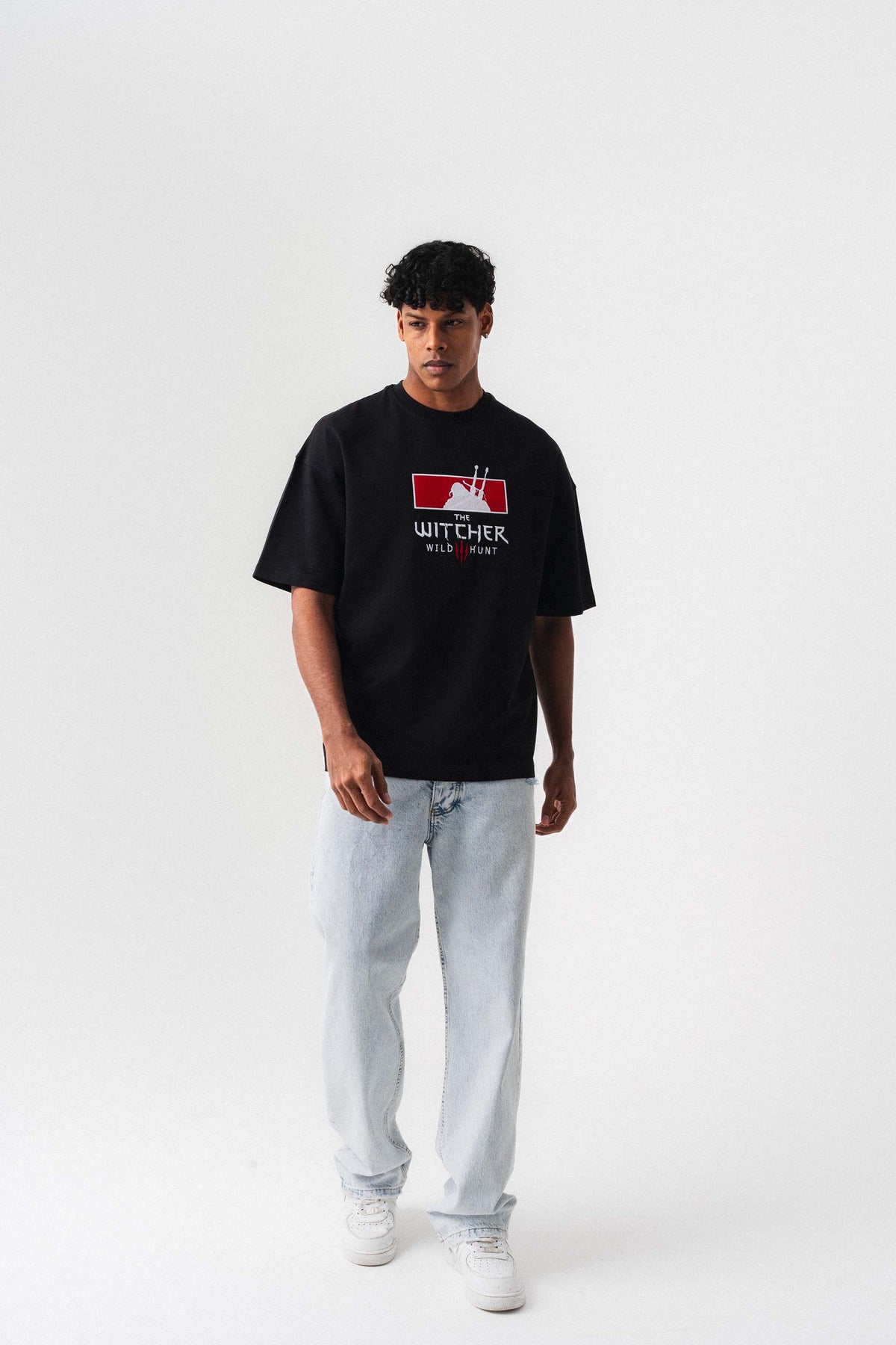 The Witcher Siyah Oversize Baskılı T-Shirt