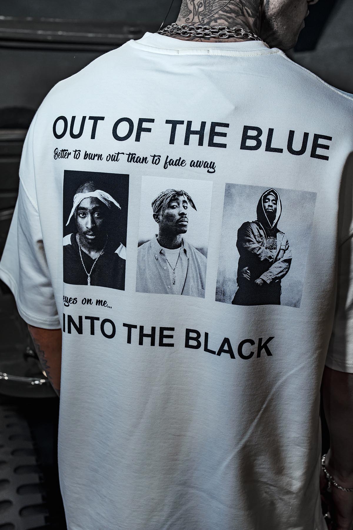 Tupac Into Black Printed Oversize White T-shirt