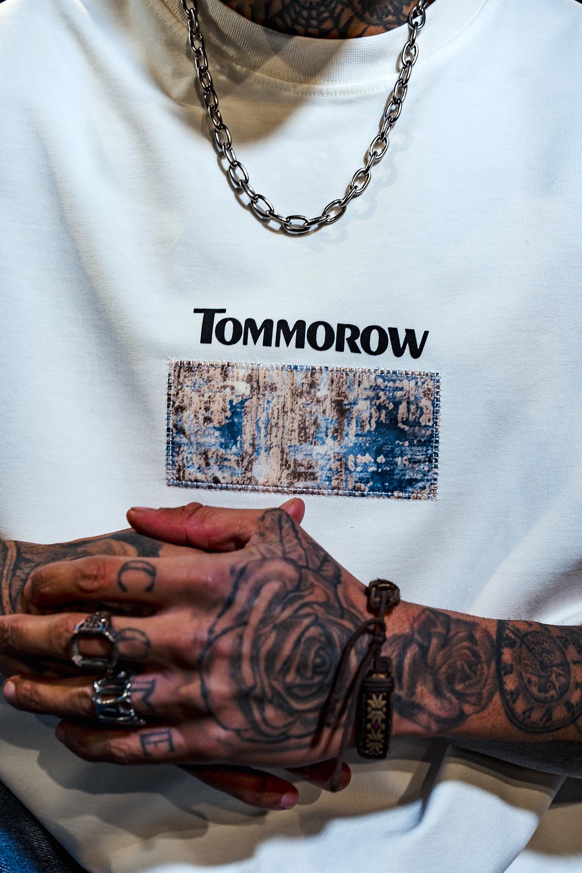 Tomorrow Patchwork Print Oversize White T-shirt
