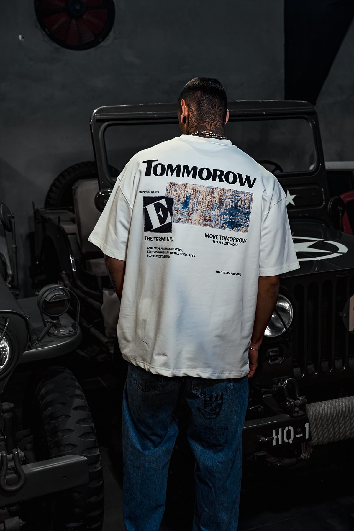 Tomorrow Patchwork Print Oversize White T-shirt