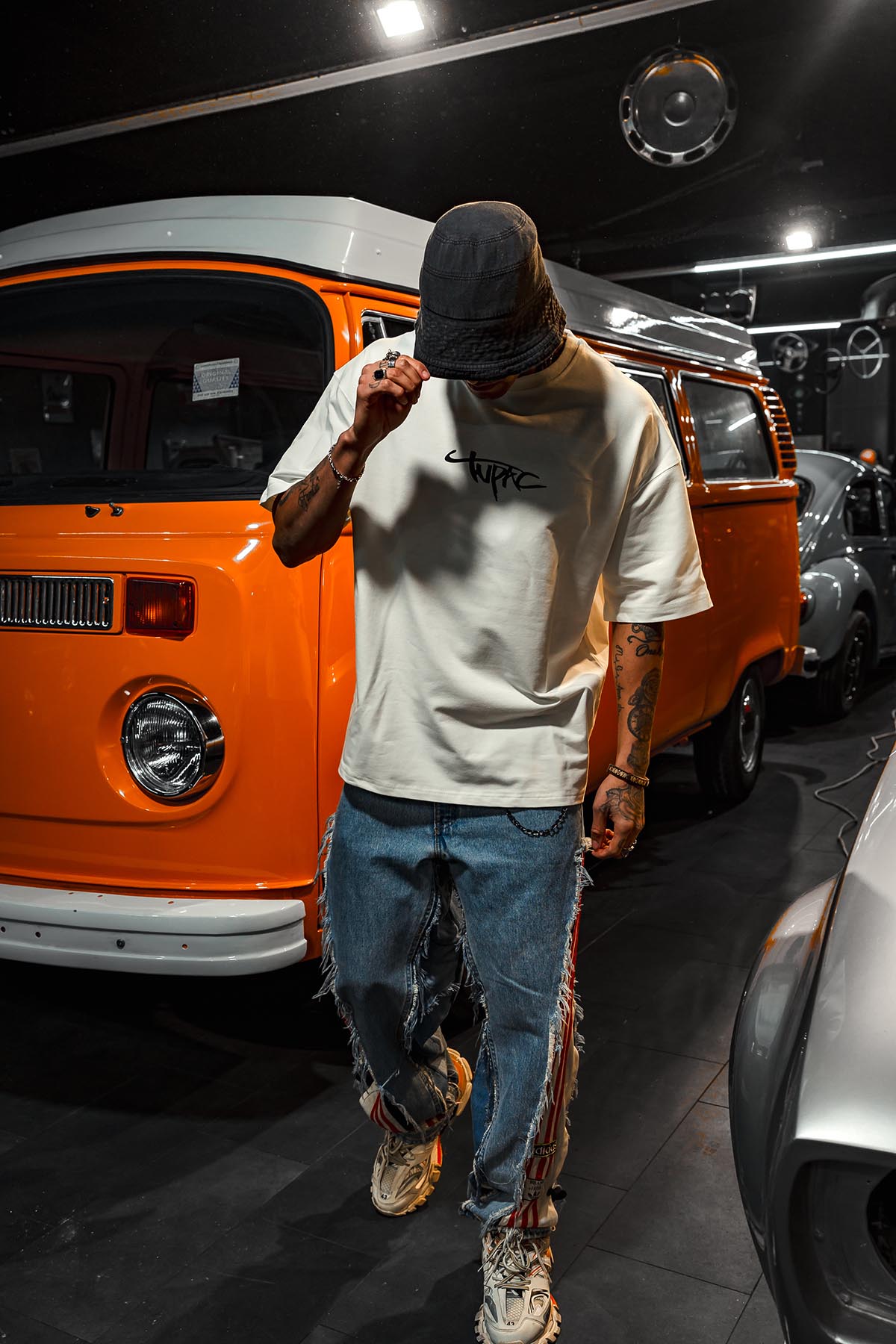Tupac I See Patch Printed Oversize White T-Shirt