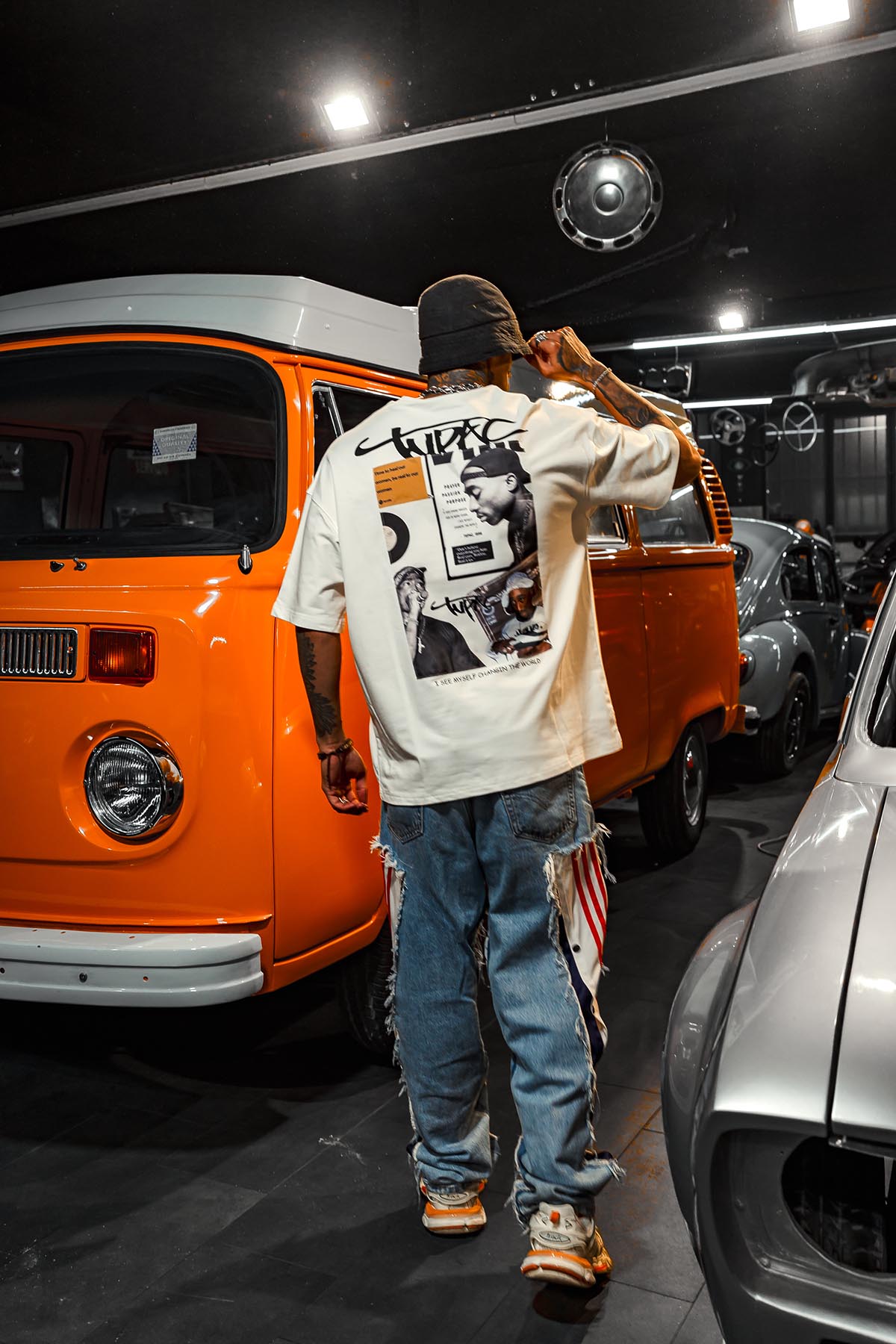 Tupac I See Patch Printed Oversize White T-Shirt