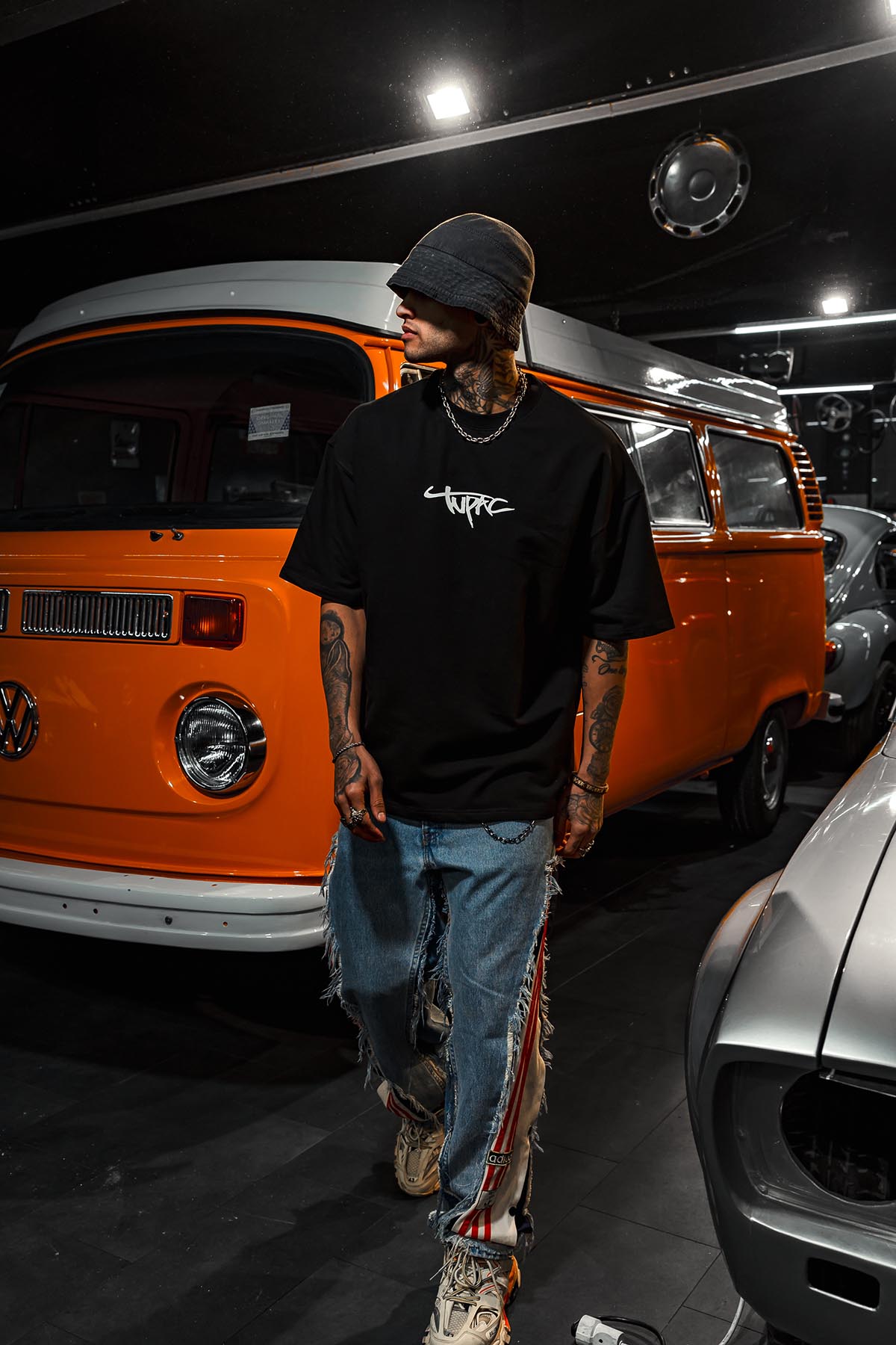 Tupac I See Patch Printed Oversize Black T-Shirt