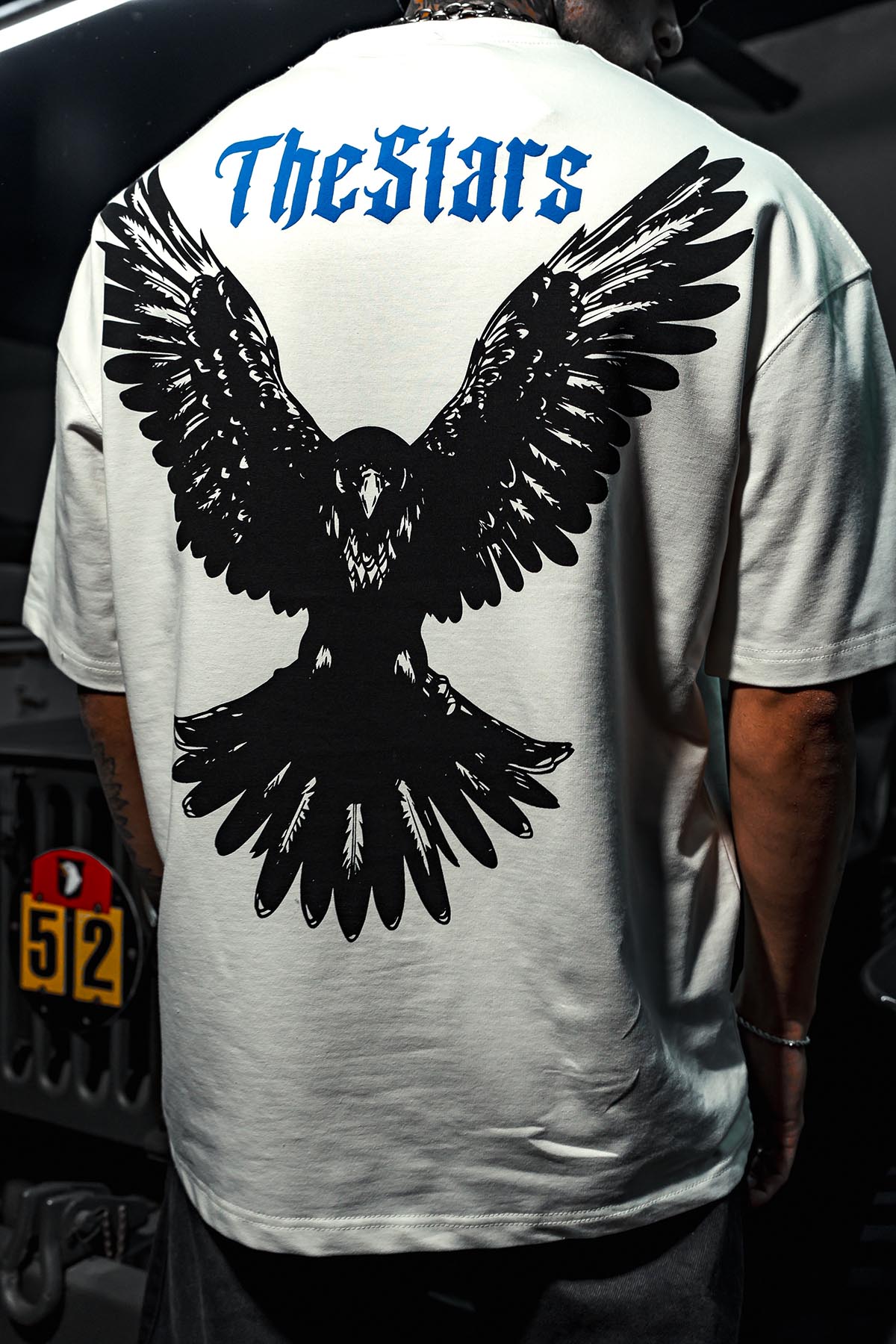 TheStars Bird Print Oversize White T-Shirt