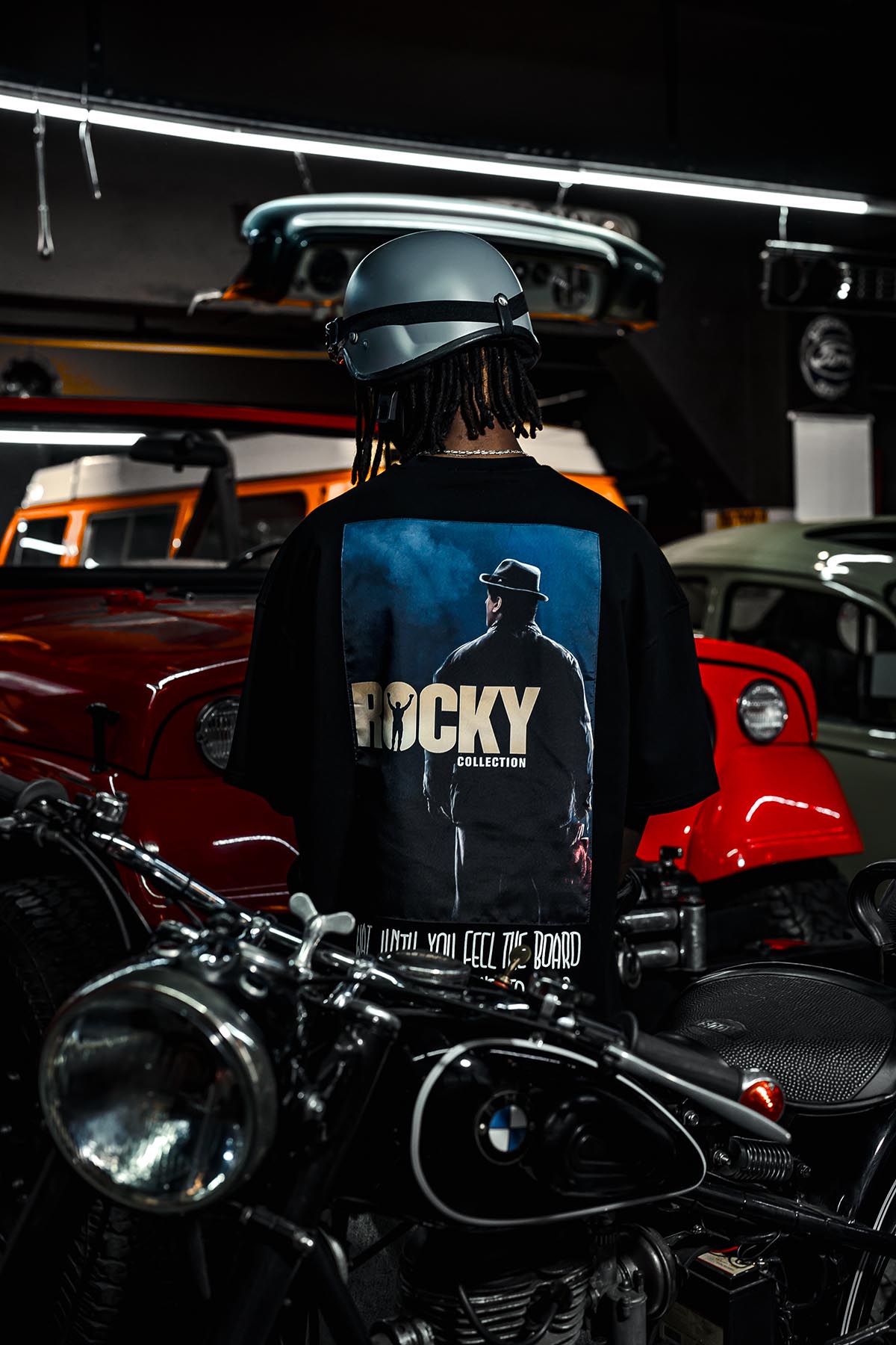 Rocky Balboa Collection Patched Oversize Black T-Shirt