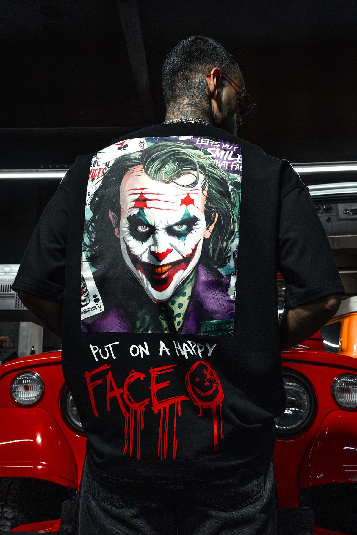 Joker Put On Happy Patchli Oversize Siyah Tshirt