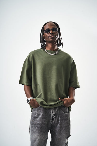 Oversize Khaki Fit Basic T-Shirt