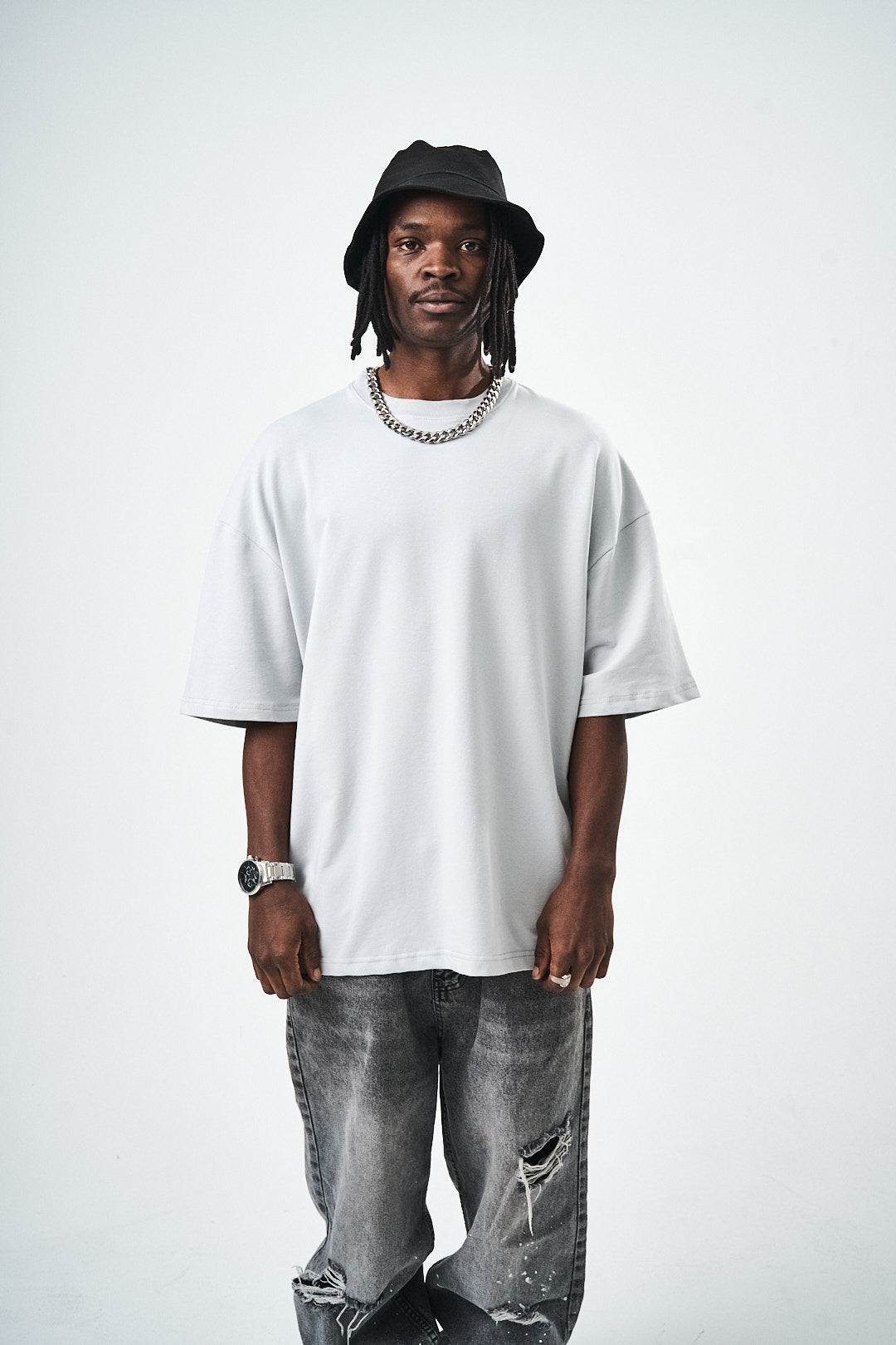 Oversize Gri Fit Basic T-Shirt