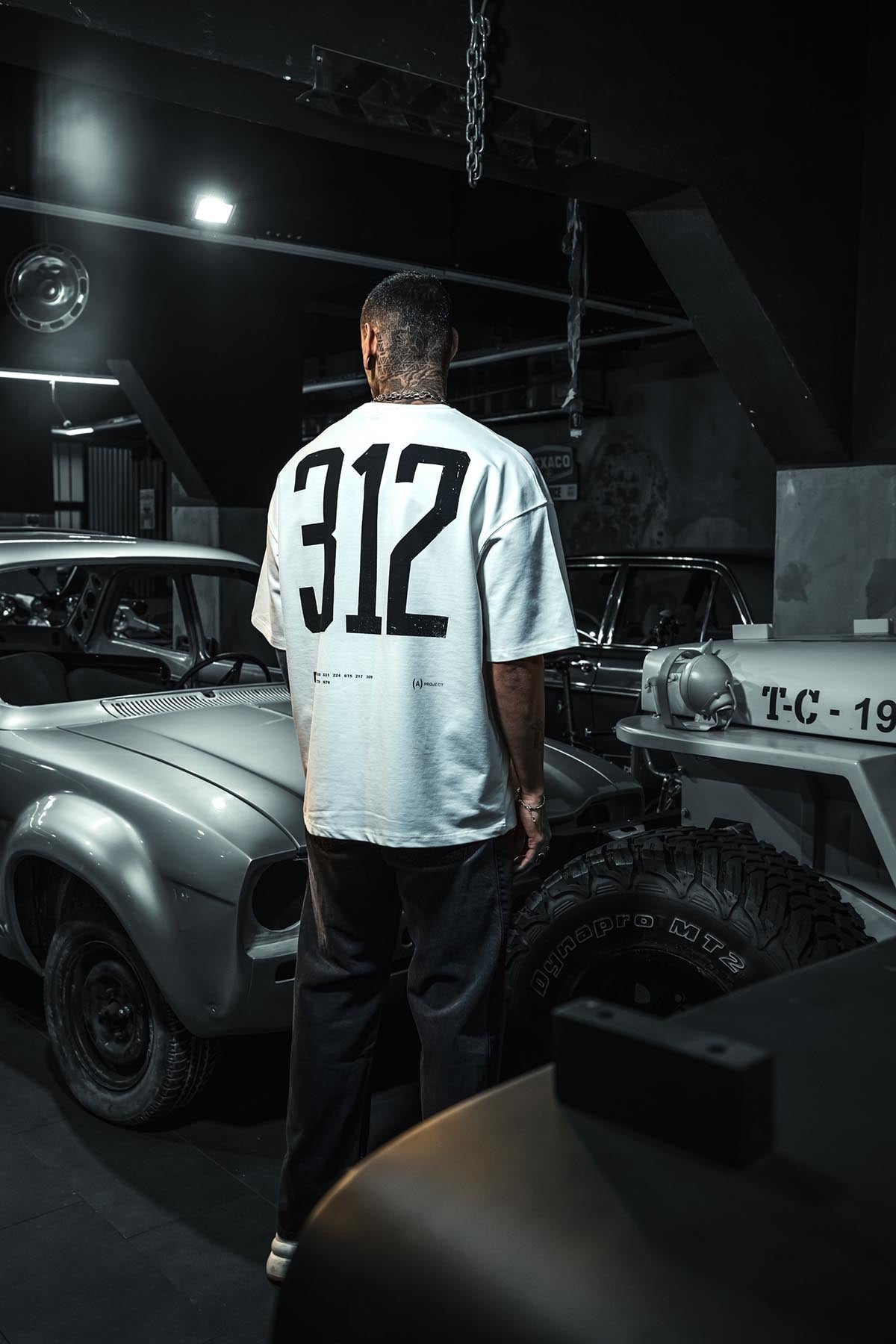 312 A Project Baskılı Oversize Beyaz T-Shirt