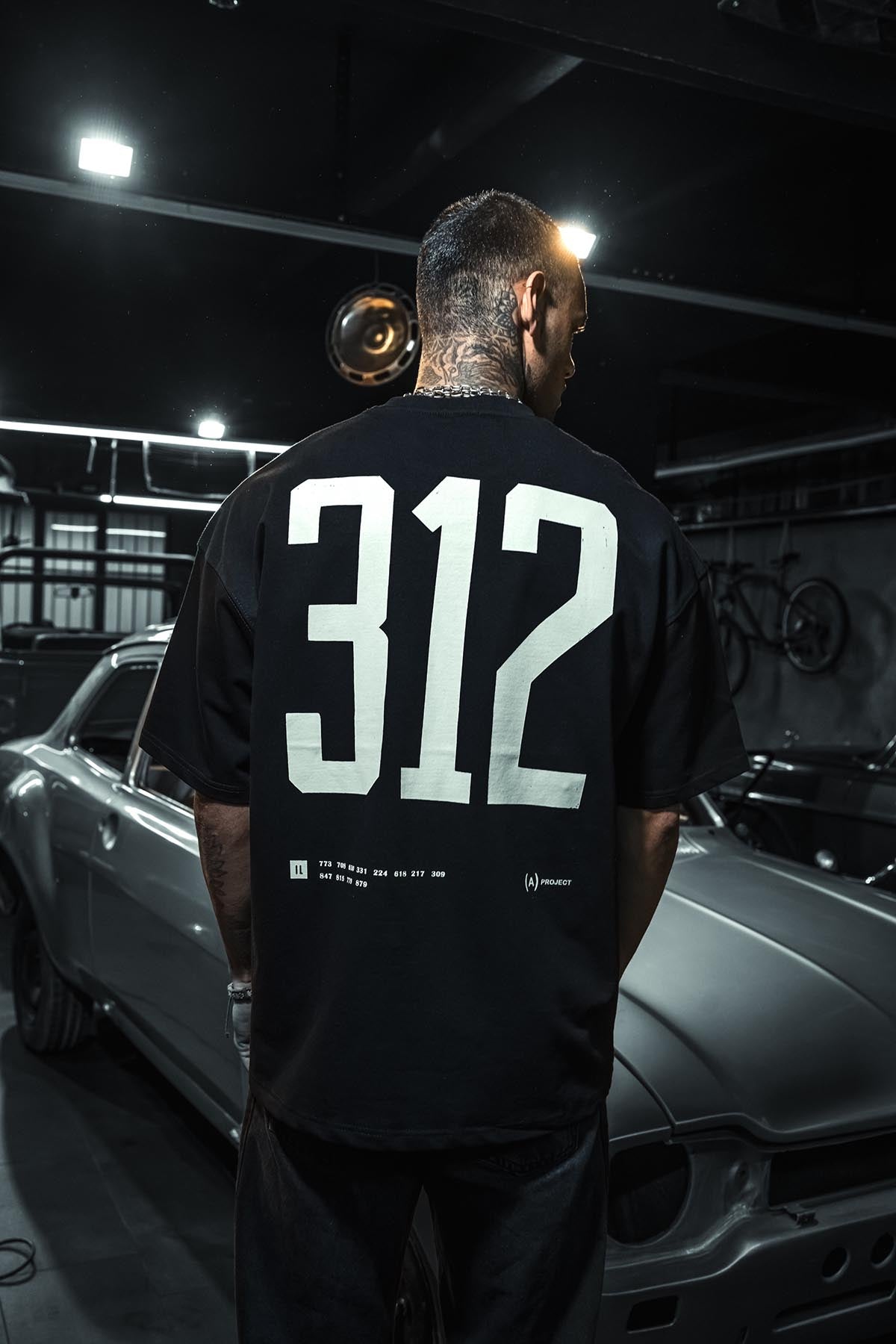 312 A Project Baskılı Oversize Siyah T-Shirt