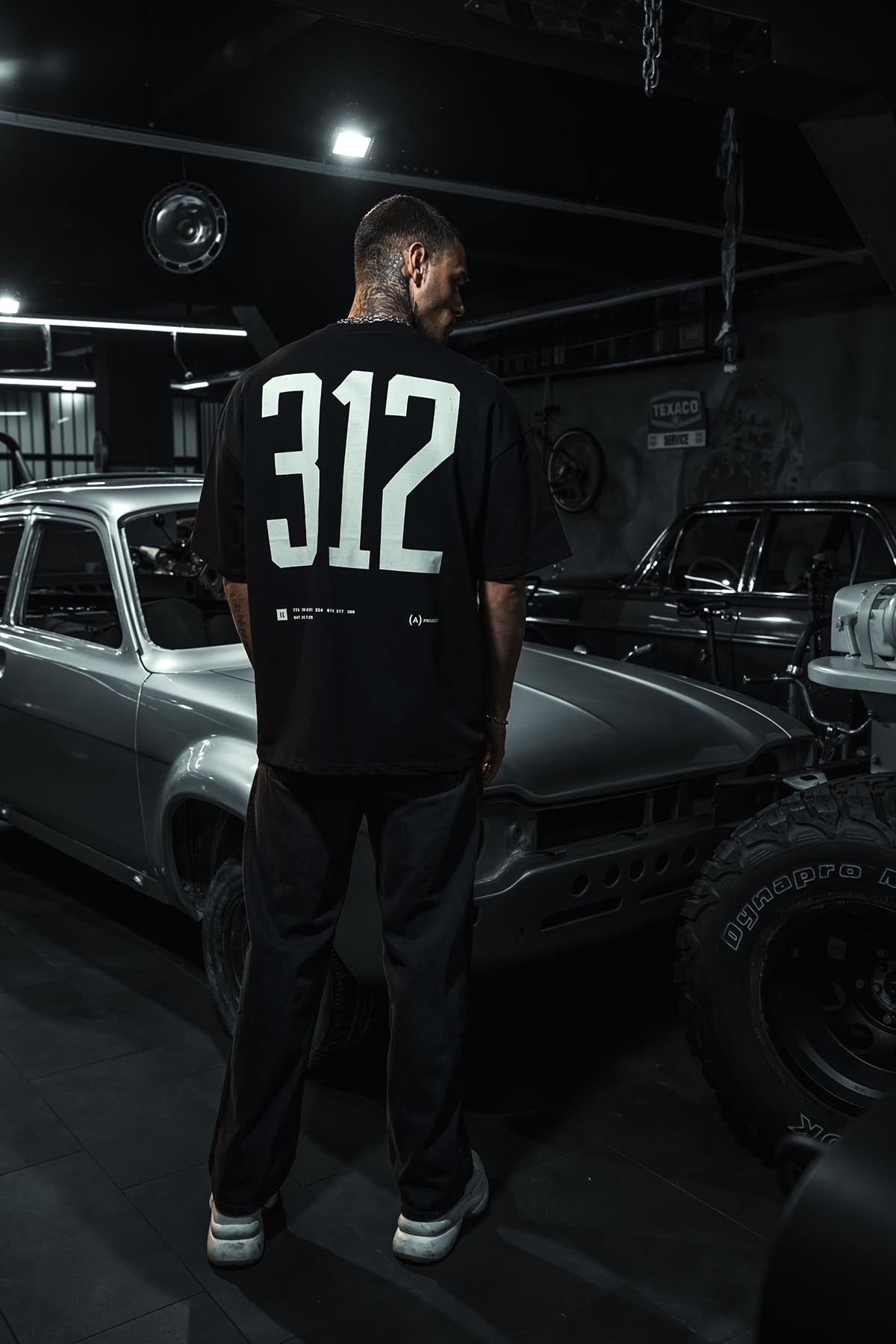 312 A Project Baskılı Oversize Siyah T-Shirt