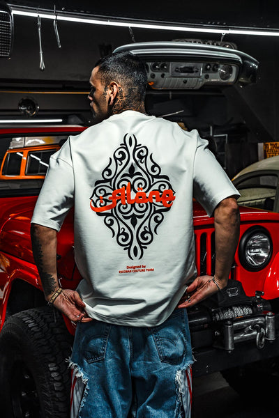 Alone Carpet Pattern Printed Oversize White T-shirt
