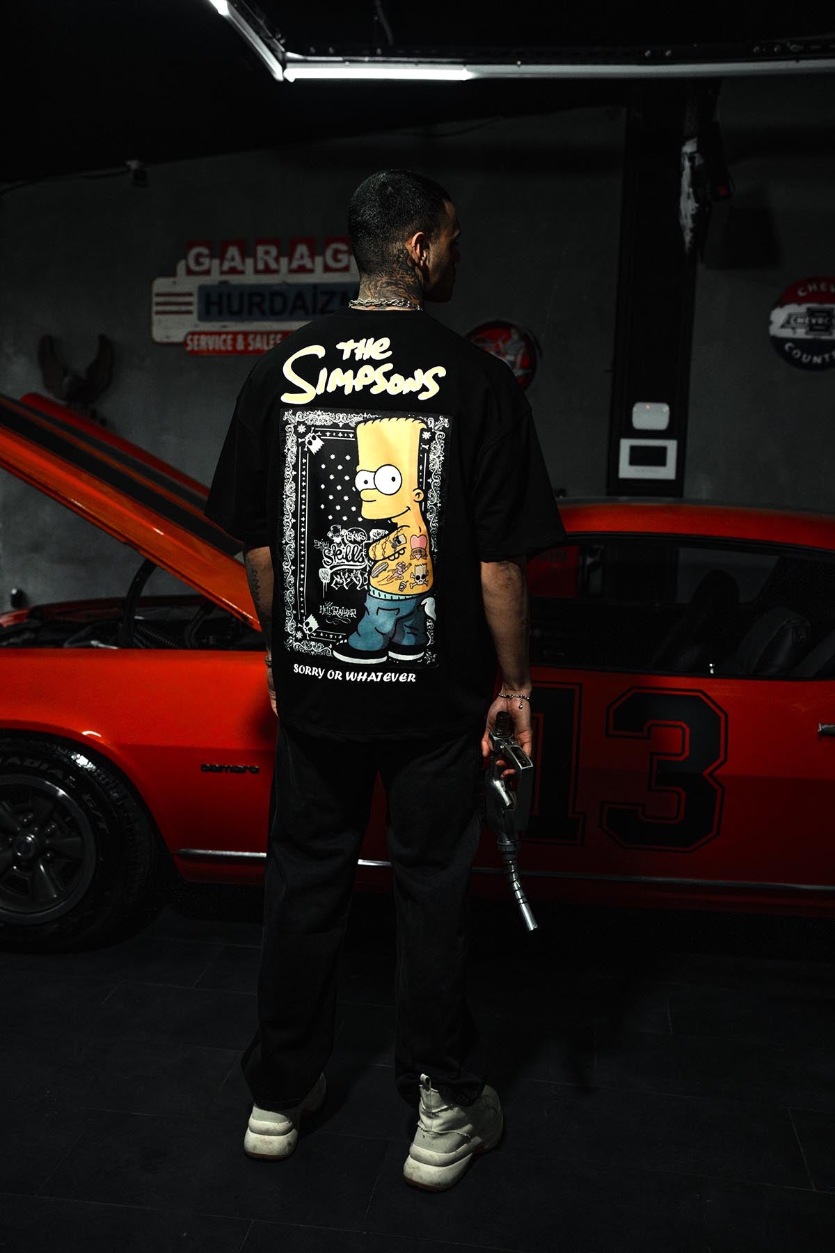 The Simpsons Patchli Oversize Siyah Tshirt