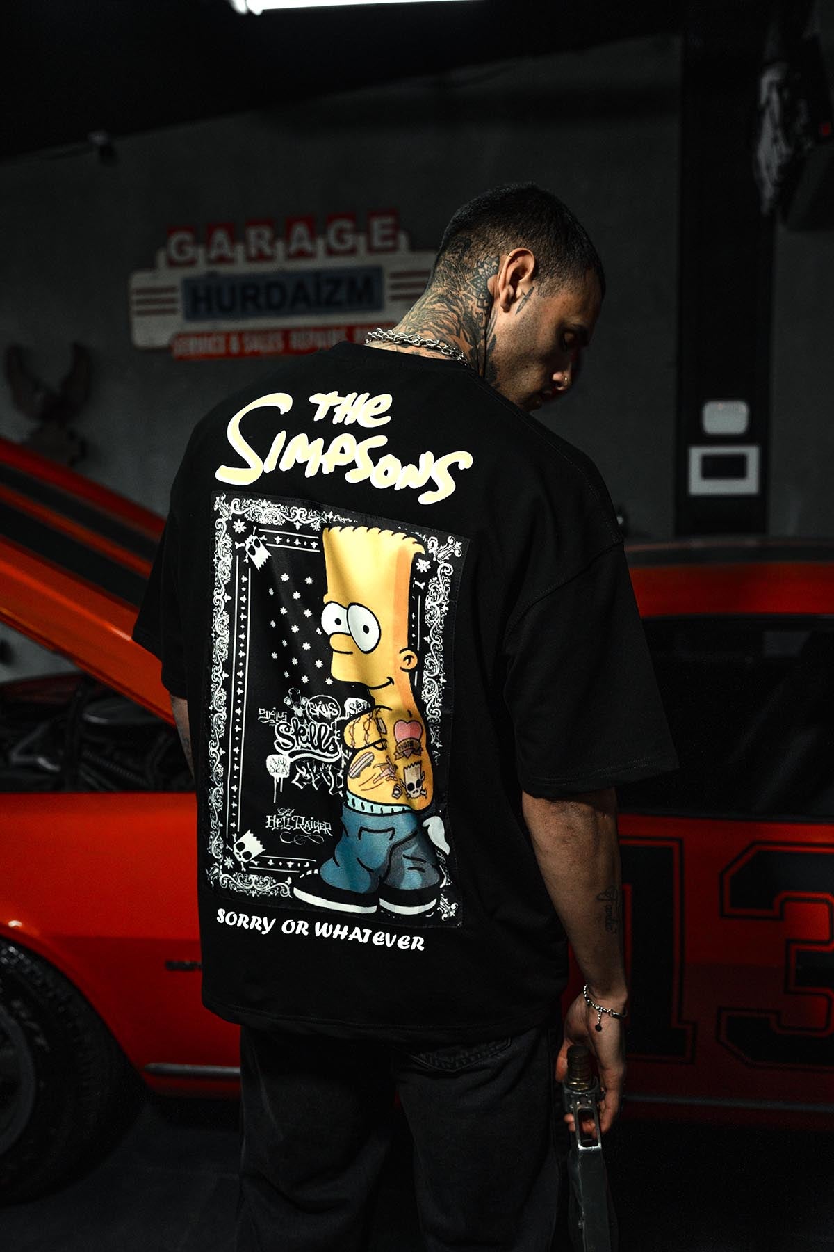 The Simpsons Patchli Oversize Siyah Tshirt