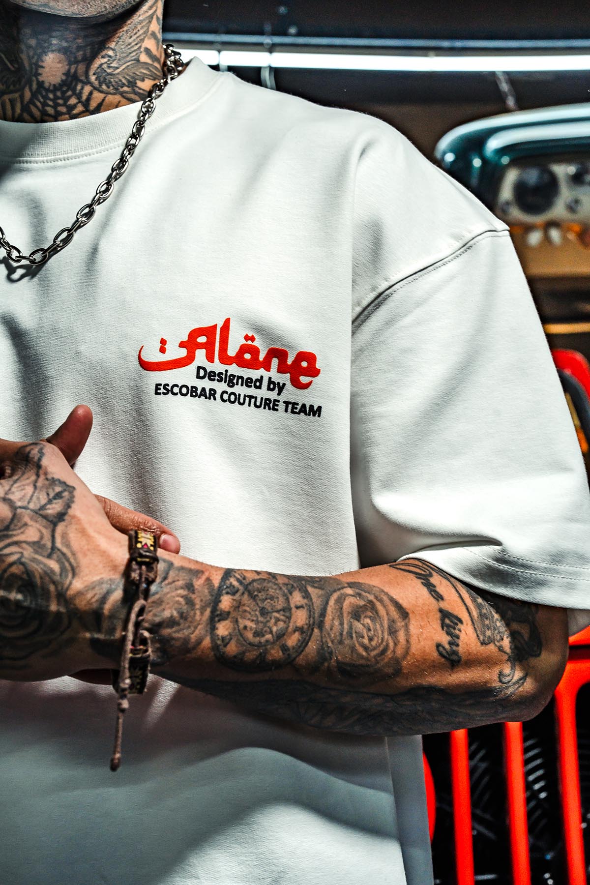 Alone Carpet Desen Baskılı Oversize Beyaz Tshirt