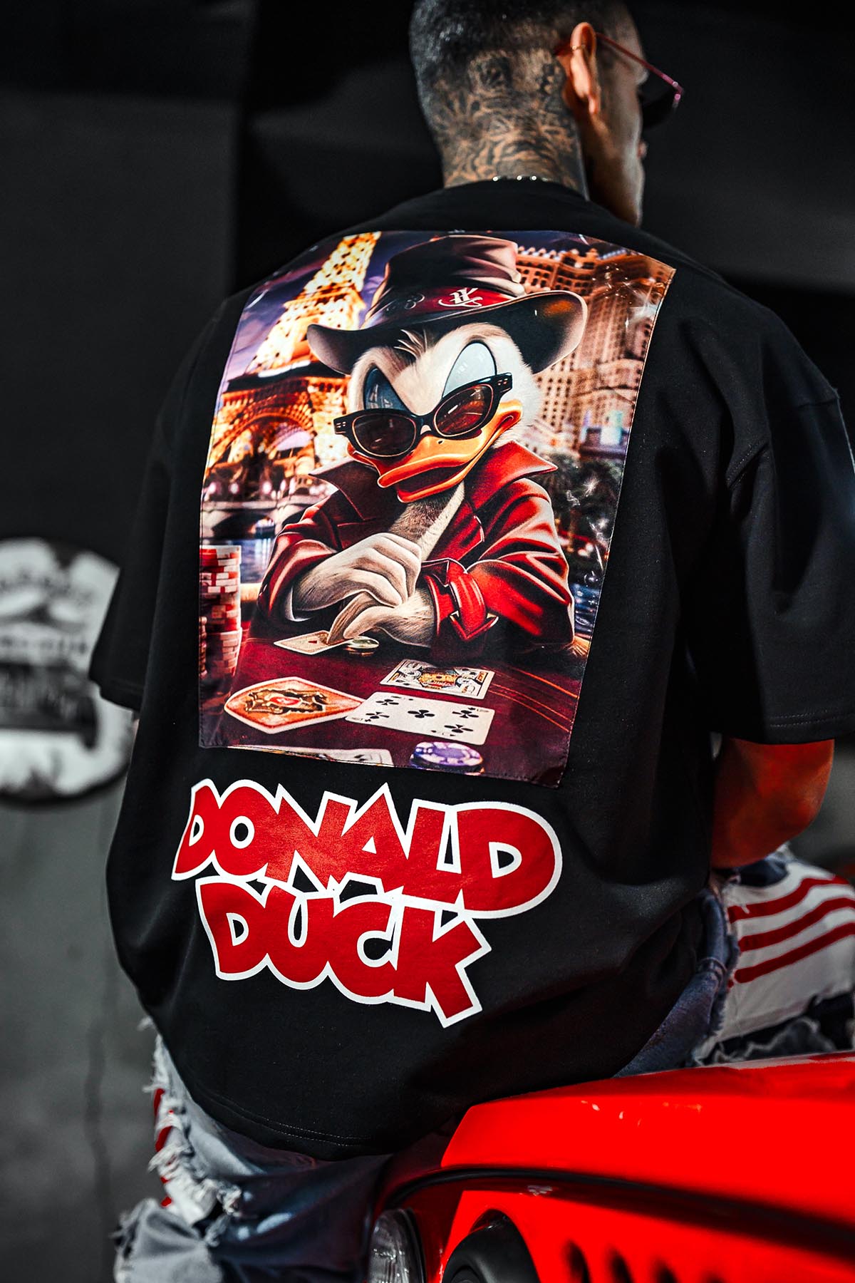 Donald Duck Patchli Oversize Siyah Tshirt