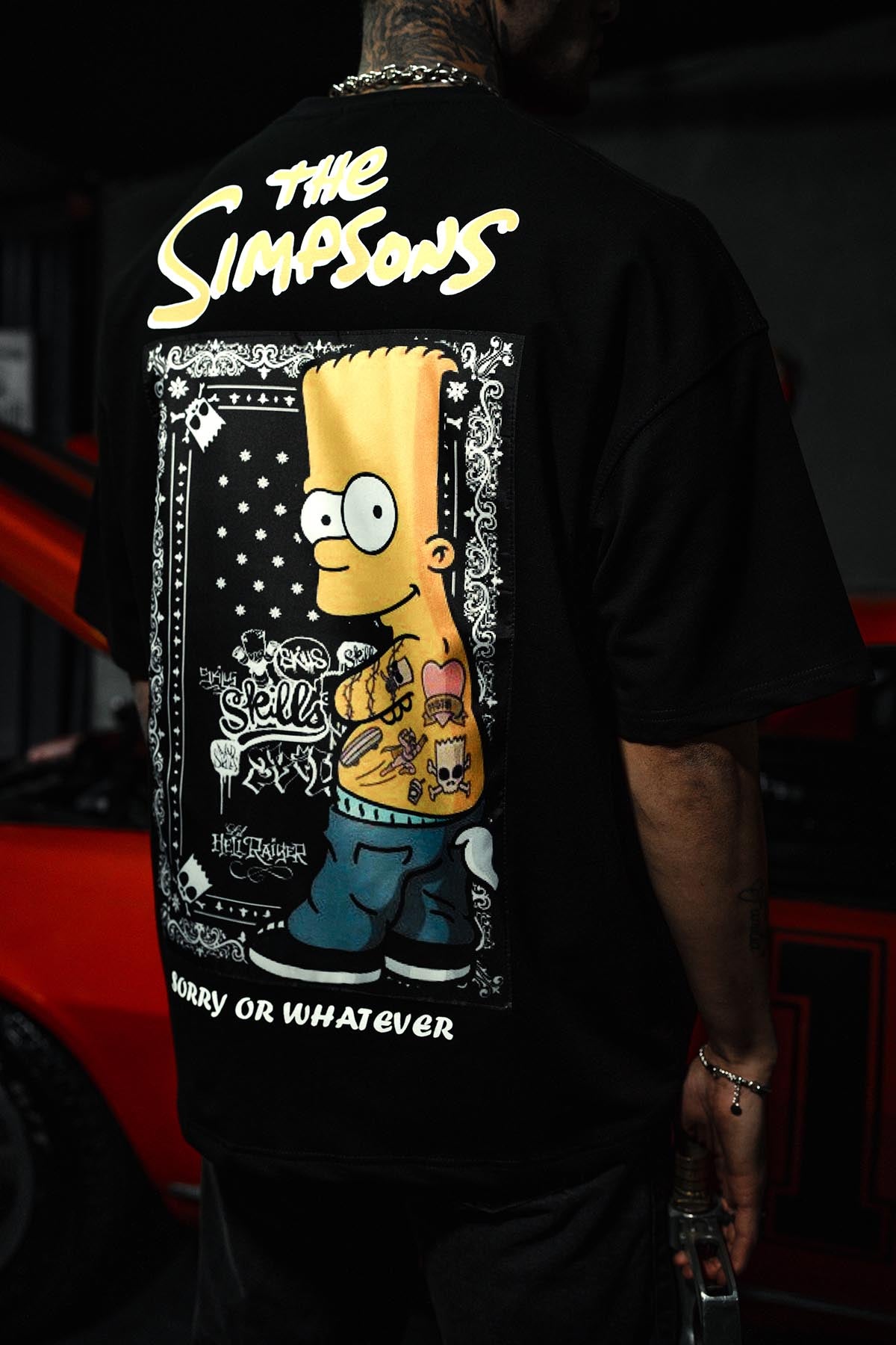 The Simpsons Patchli Oversize Siyah Tshirt