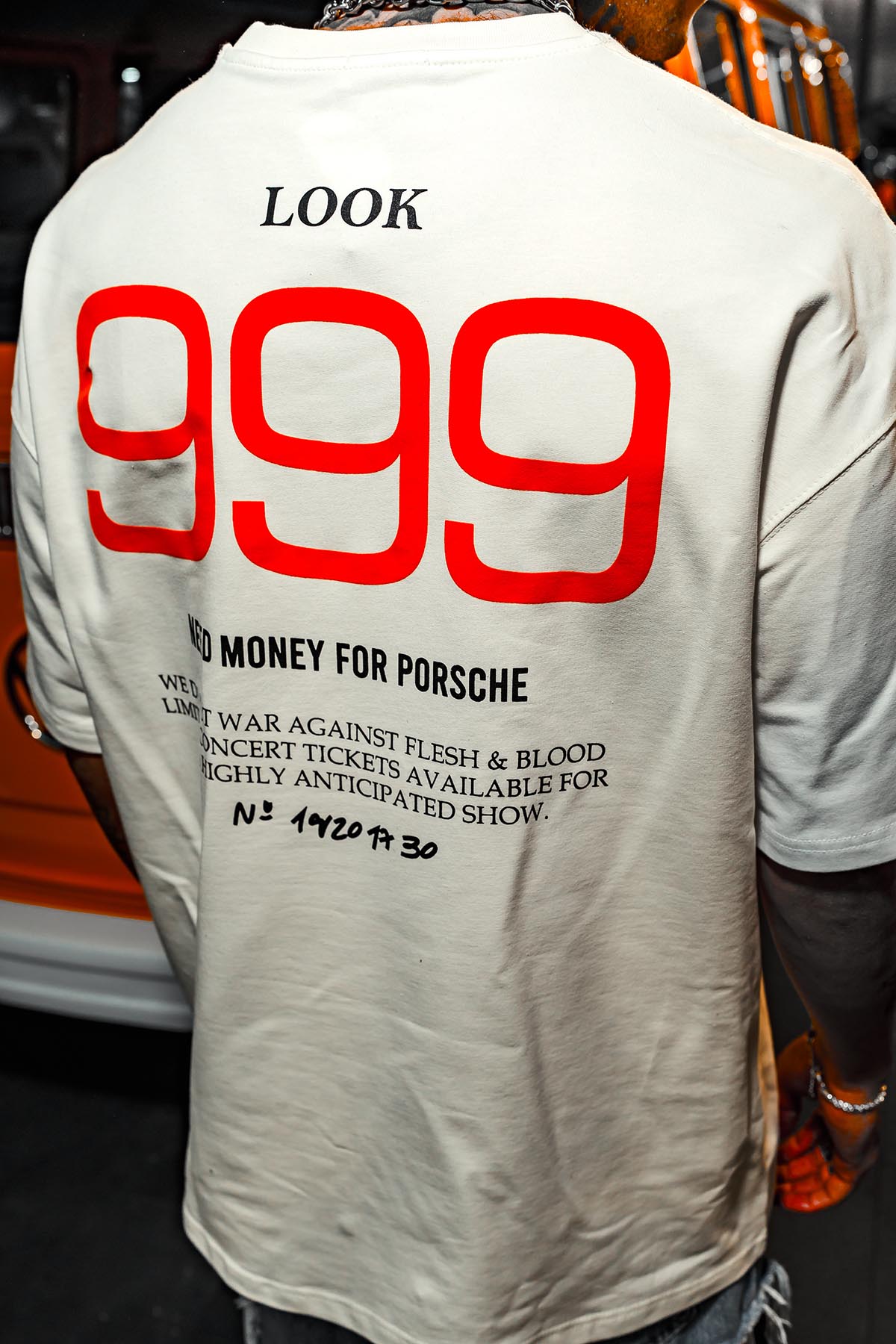 999 Baskılı Oversize Beyaz T-Shirt