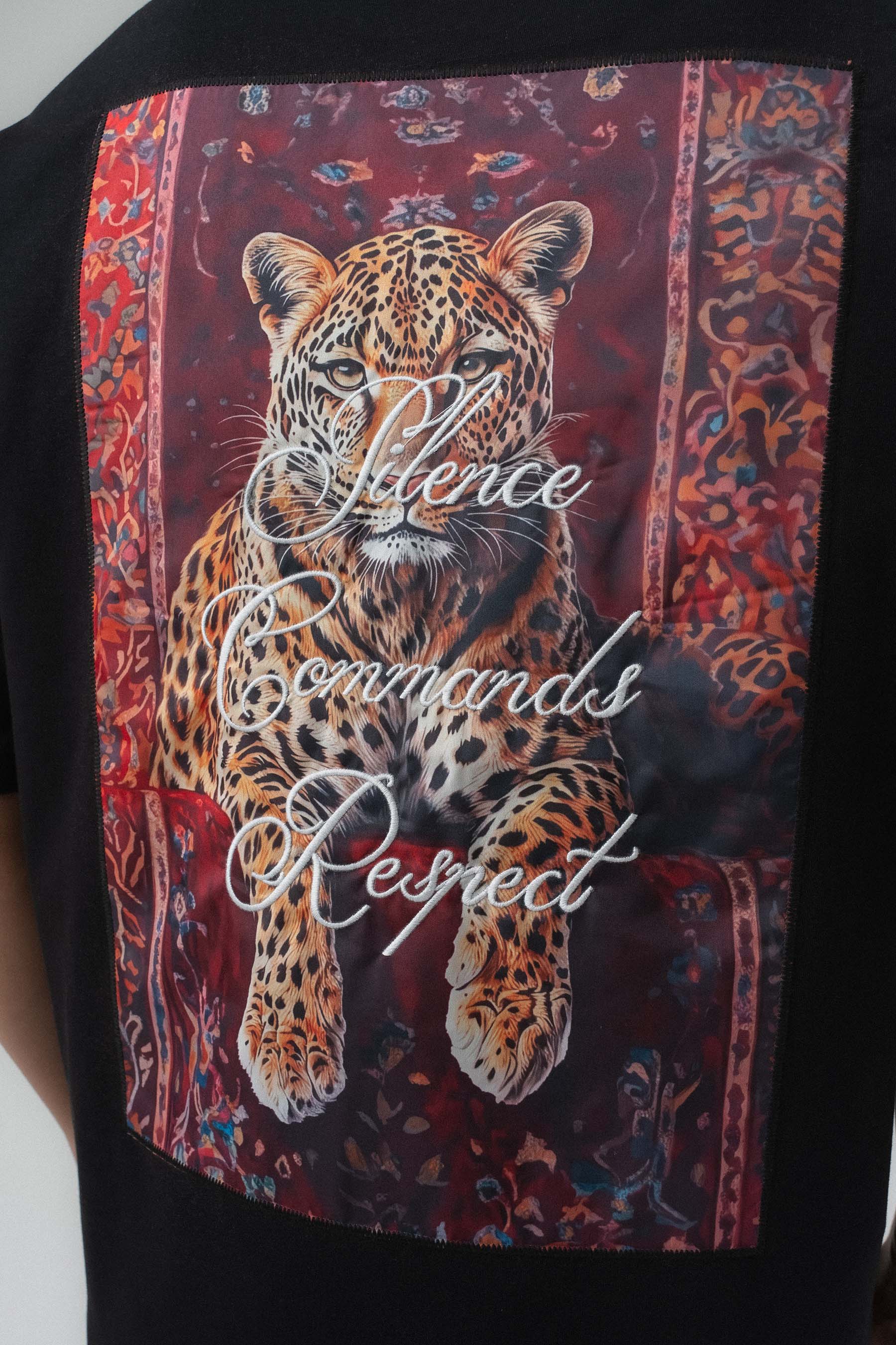 Respect Etnik Desen Siyah Oversize Baskılı T-Shirt