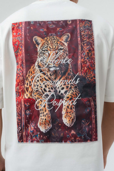 Respect Etnik Desen Beyaz Oversize Baskılı T-Shirt