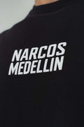 Narcos Medellin Nakış Detaylı Siyah Oversize Baskılı T-Shirt