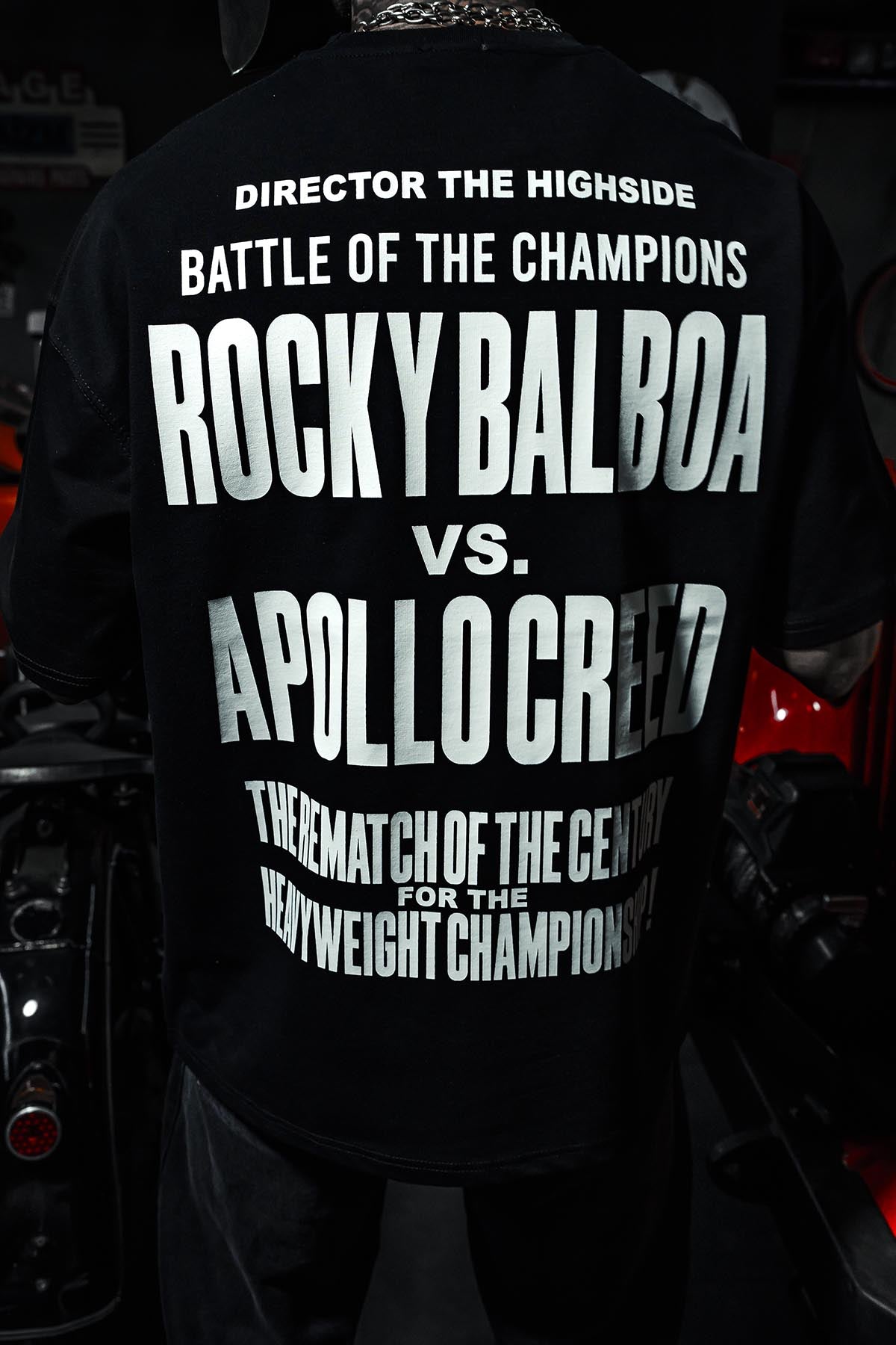 Rocky Balboa & Apollo Creed Baskılı Oversize Siyah T-Shirt