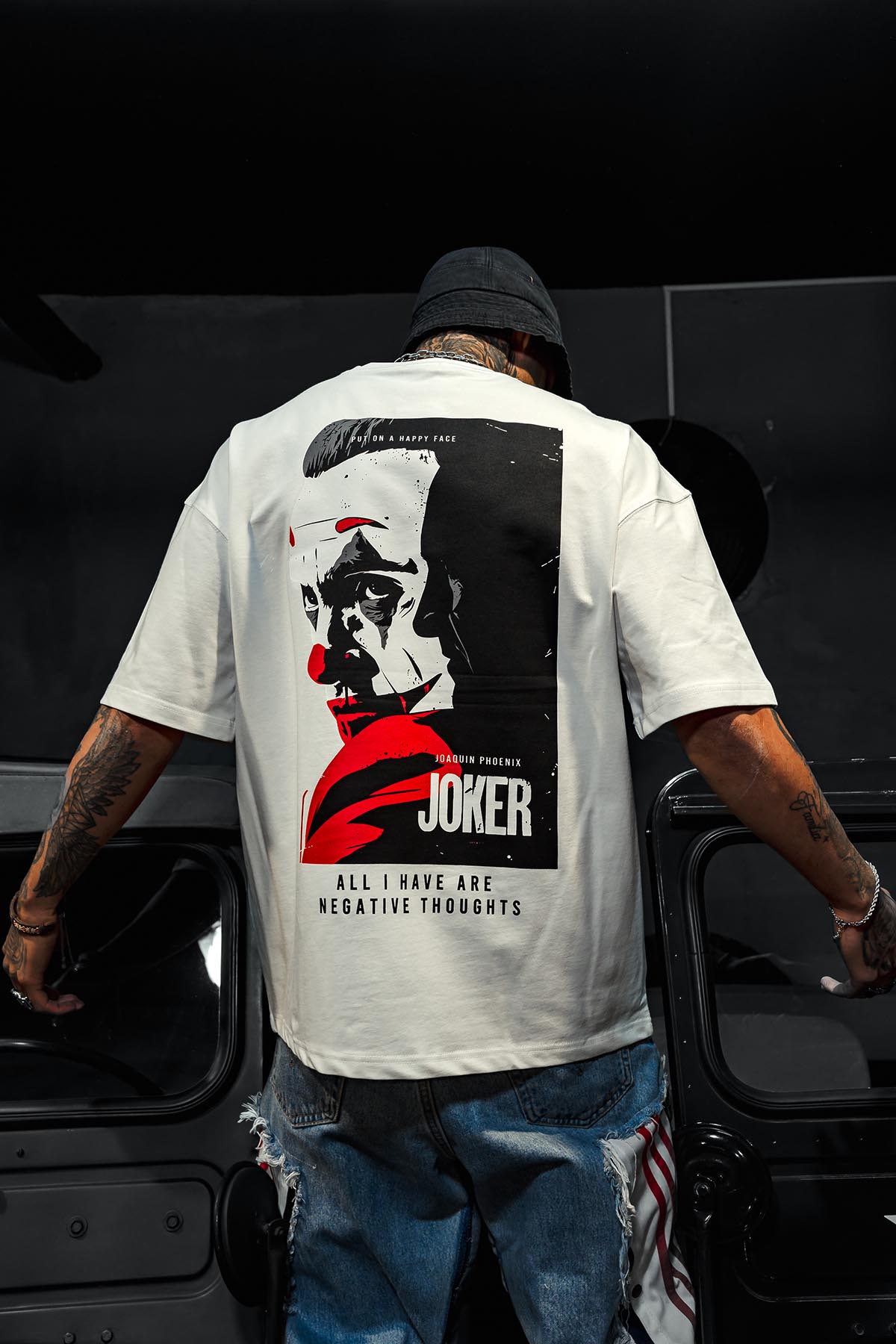 Joker All Have Baskılı Oversize Beyaz T-Shirt