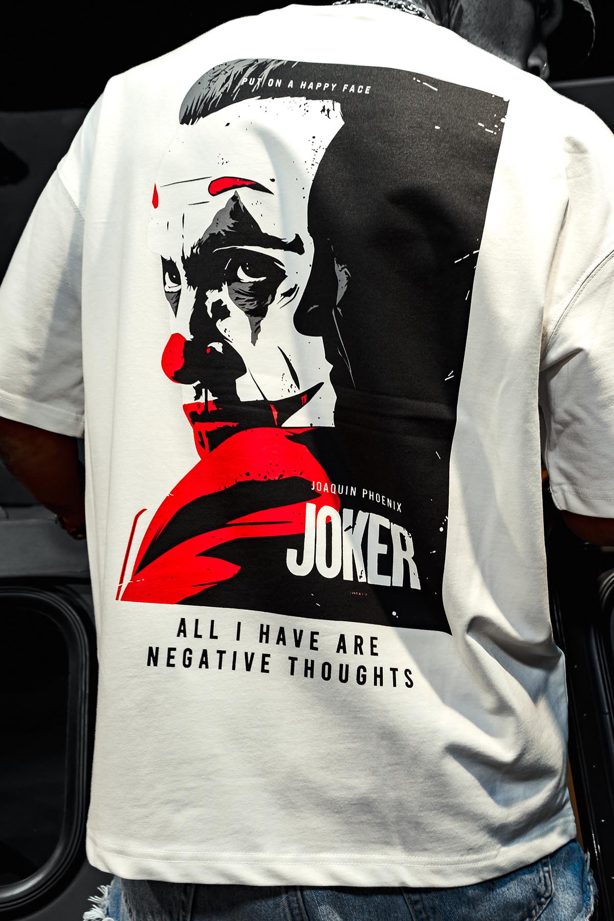 Joker All Have Baskılı Oversize Beyaz T-Shirt